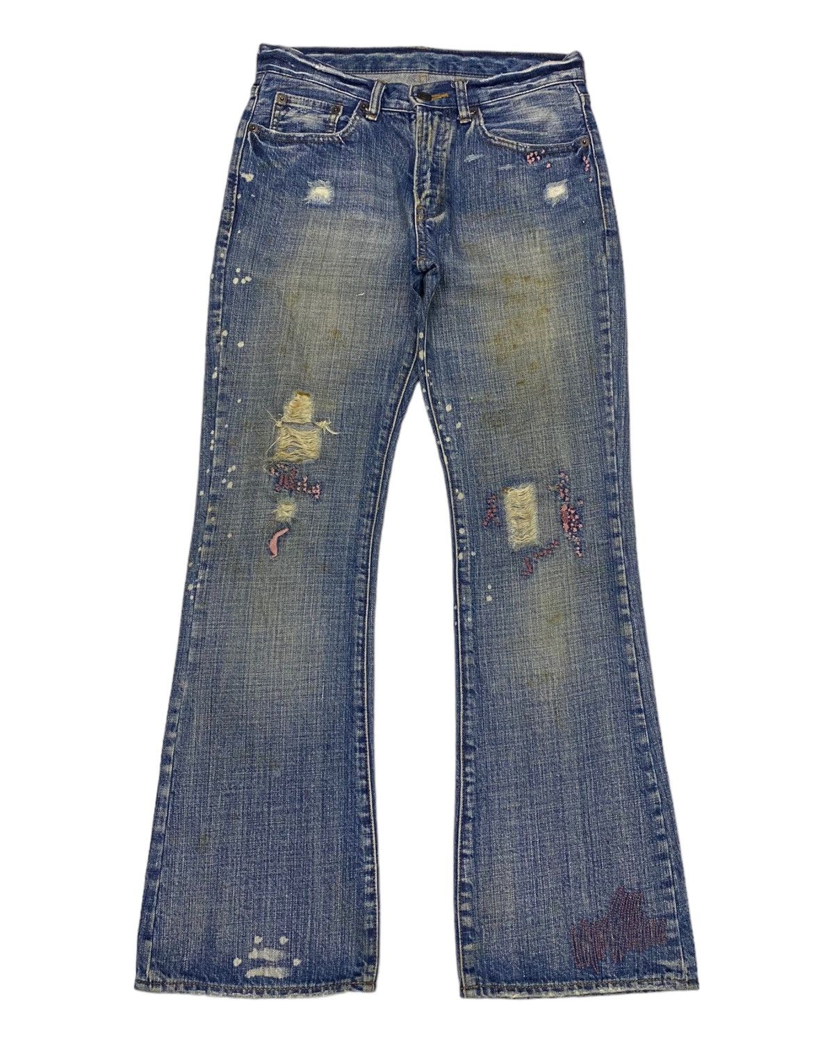 Hysteric Glamour FLARE JEANS DISTRESS JAPANESE DENIM BOOTCUT JEANS Size US 28 / EU 44 - 1 Thumbnail