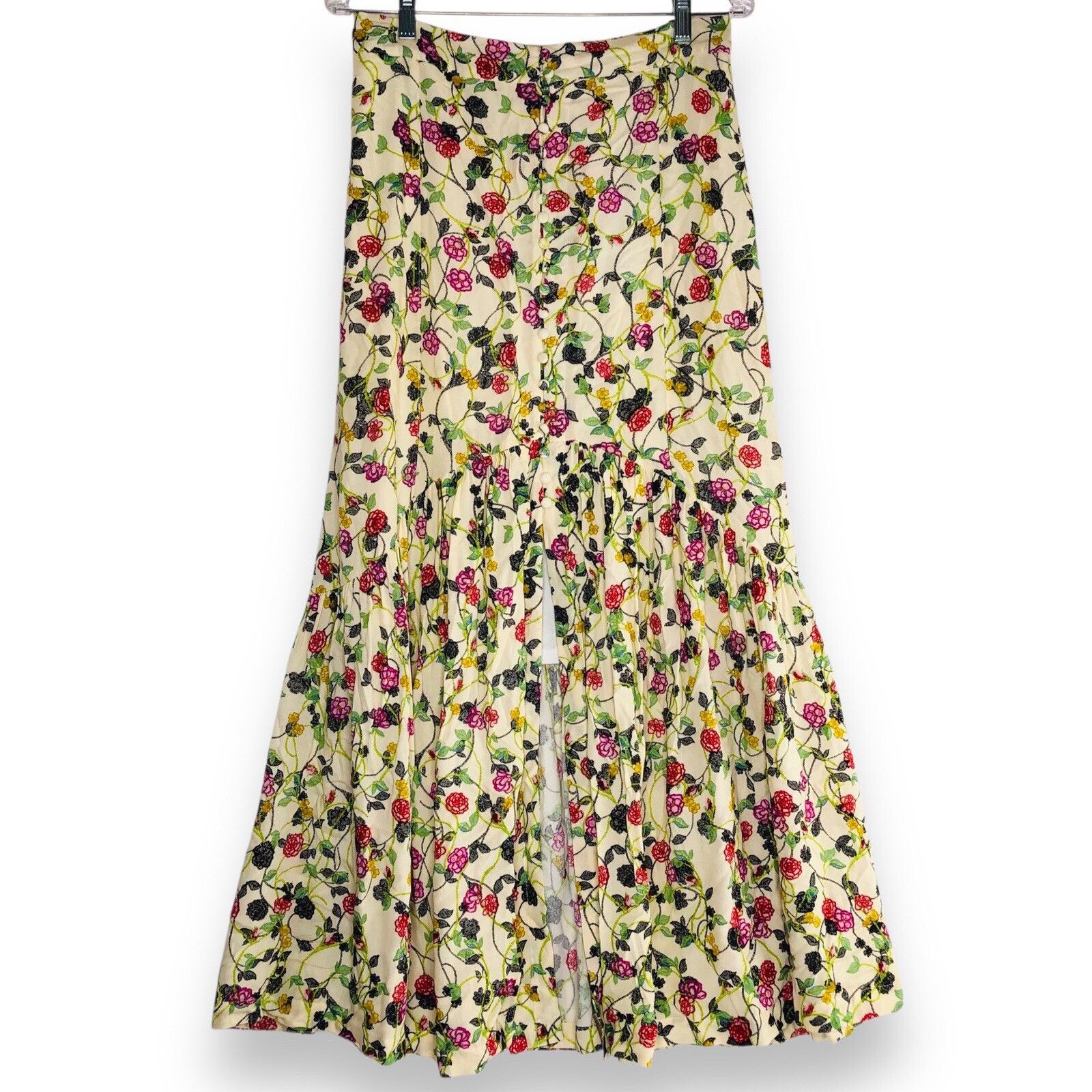 Other Vtg V Christina Tiered Floral Maxi Skirt L Half Button Fairy Size 34" / US 12 / IT 48 - 1 Thumbnail