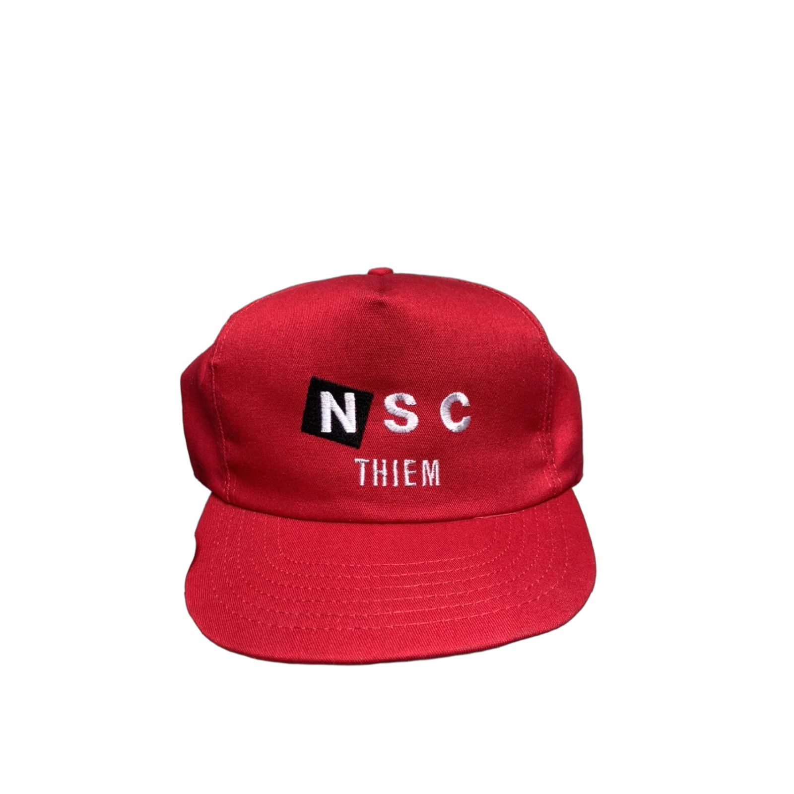 Vintage VINTAGE Snapback Hat Cap NSC Thiem Red Made in USA EUC NOS Tennis Men Adjustable Red USA Snапback Hat Size ONE SIZE - 1 Thumbnail