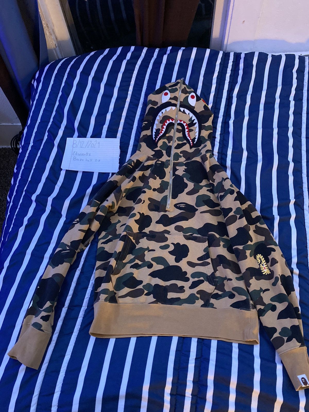 Bape 1ST CAMO PONR SHARK HALF ZIP HOODIE Size US S / EU 44-46 / 1 - 2 Thumbnail