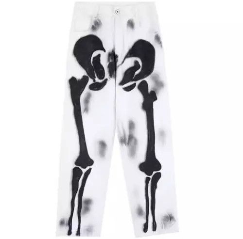 image of Vintage Skeleton Denim Jeans in White, Men's (Size 32)