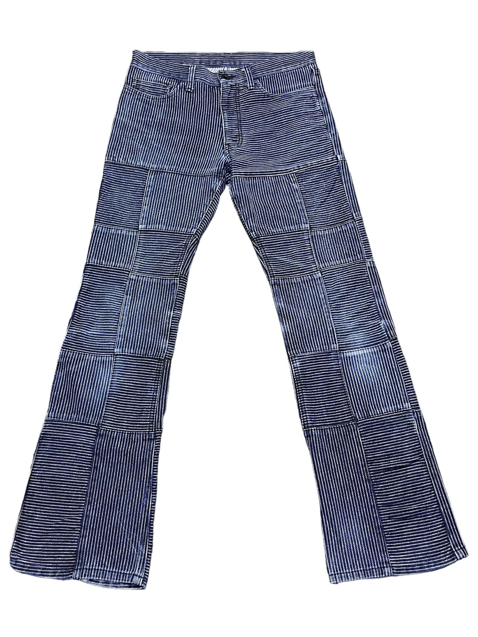 Japanese Brand RUPERT THE DIFFERENCE Hickory Stripes Patchwork Flare Denim Size 28" / US 6 / IT 42 - 1 Thumbnail