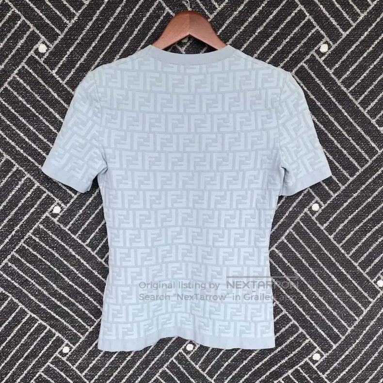 Fendi Fendi Letter Printed Round Neck Knit Sweater - Light Blue Size XS / US 0-2 / IT 36-38 - 2 Thumbnail