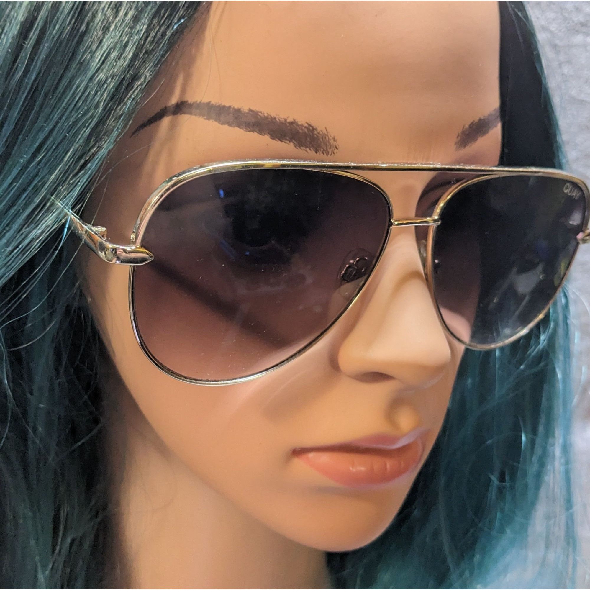 Quay Quay x Desi Sahara Gold Aviator Sunglasses Size ONE SIZE - 10 Thumbnail