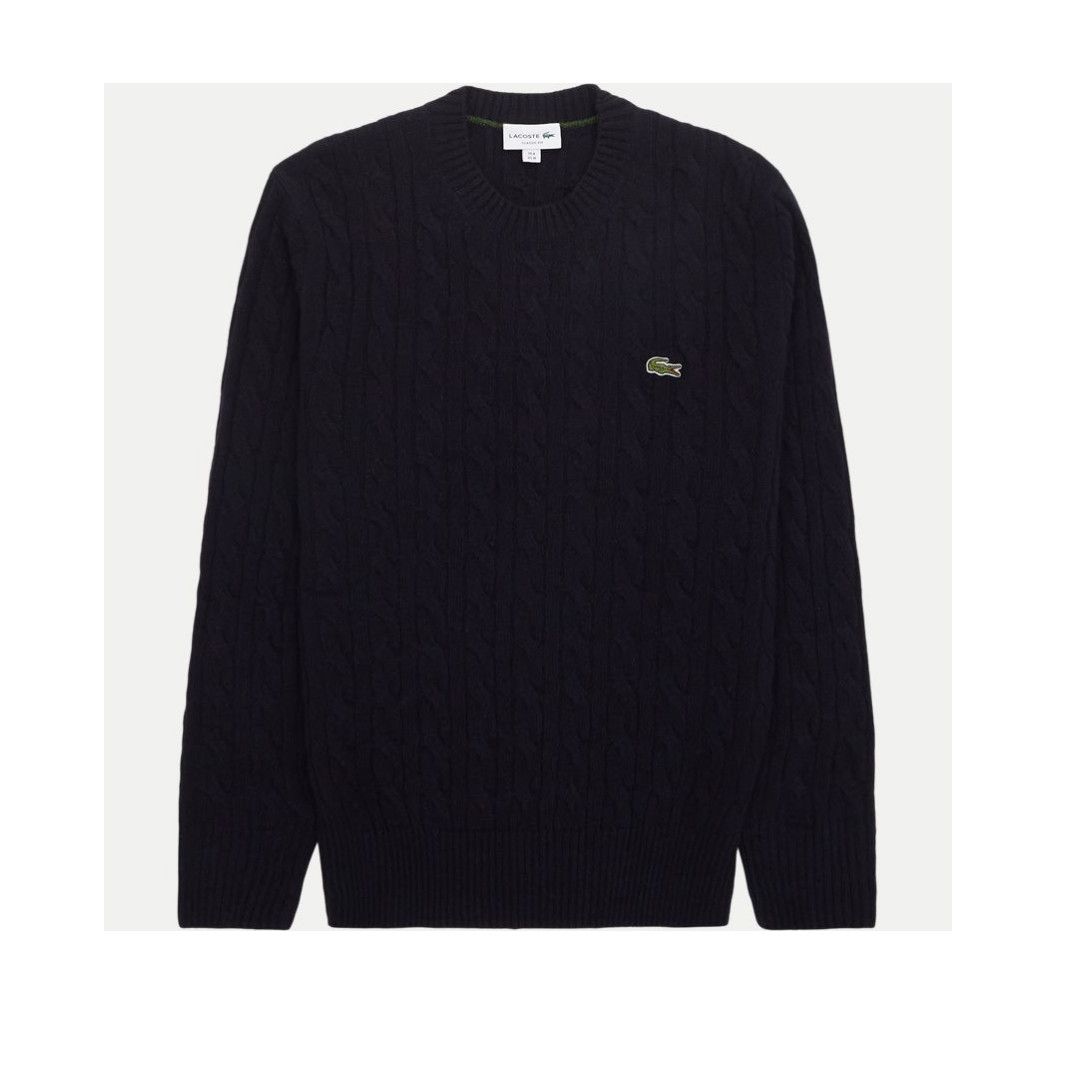 Lacoste o1s22i1n1124 Cable Knit Wool Pullover Sweater in Blue Size US L / EU 52-54 / 3 - 1 Thumbnail