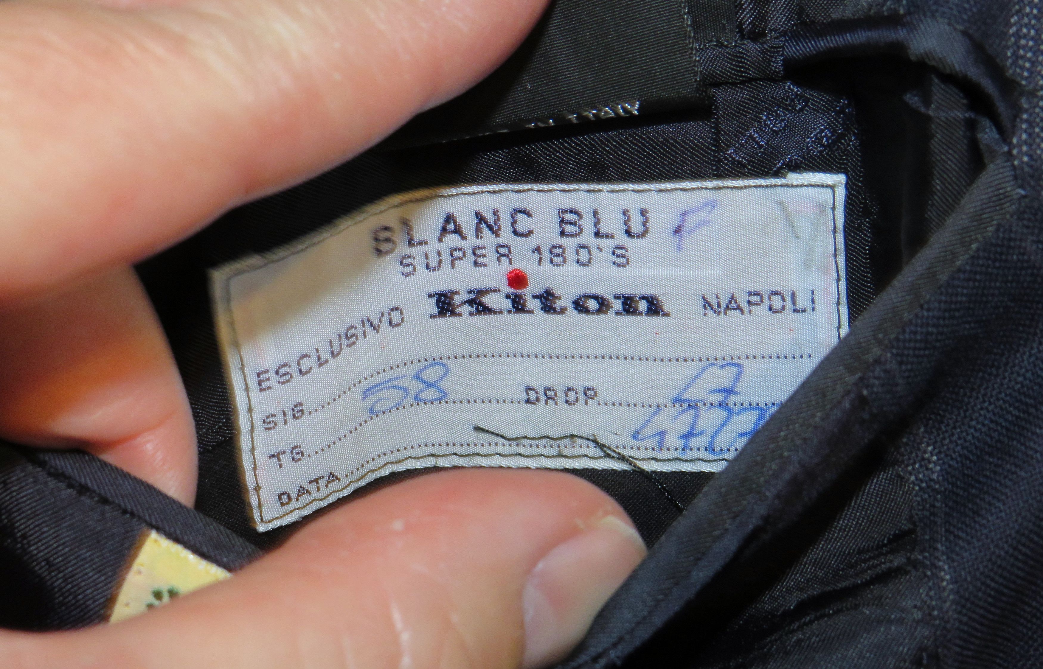 Kiton 14 Micron Super 180 Blanc Blue Striped Two Button Suit 48L Size 48L - 17 Thumbnail