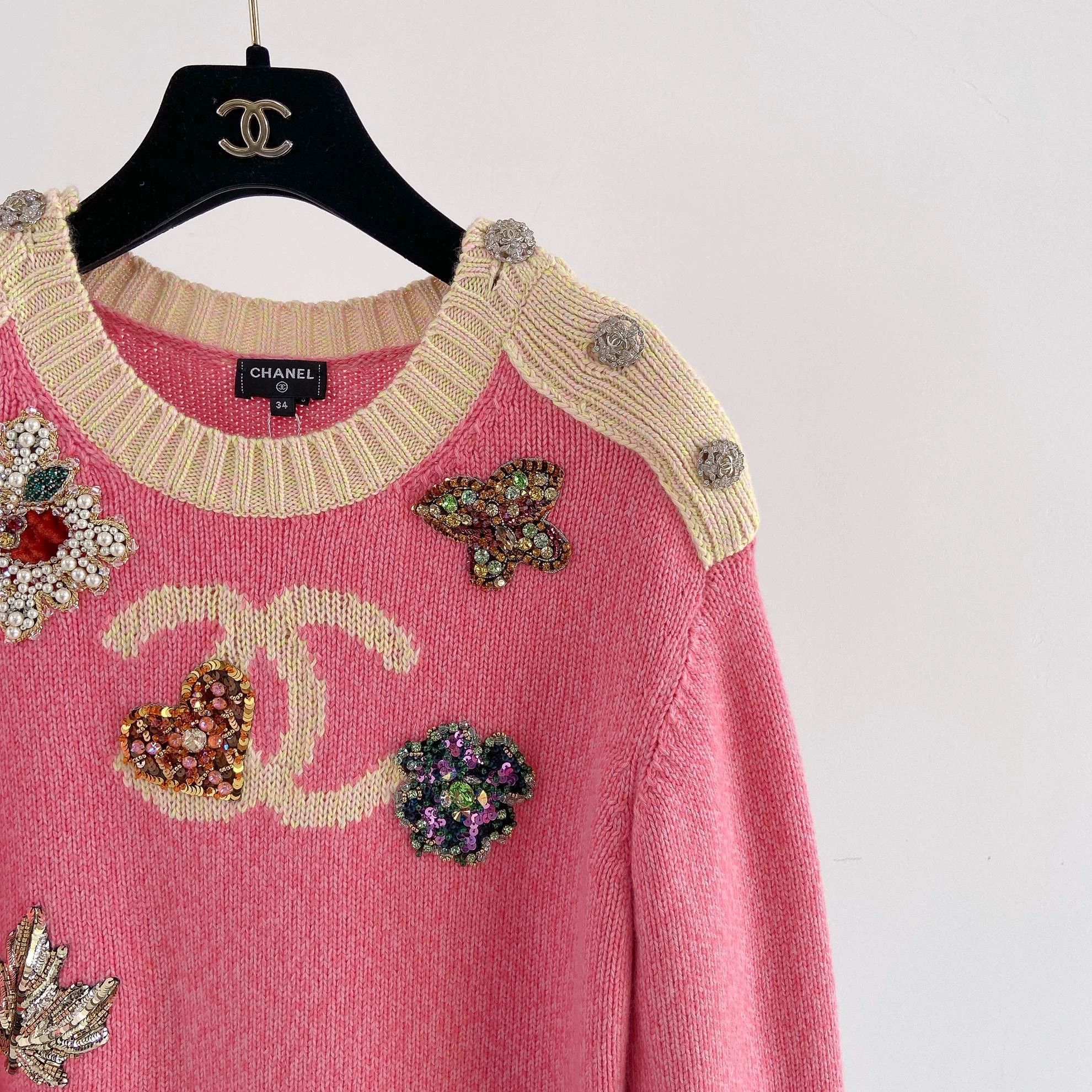Chanel Chanel pink cashmere heavy beaded knit sweater Size XS / US 0-2 / IT 36-38 - 4 Thumbnail
