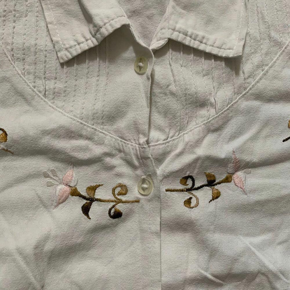 Designer Pre Owned Embroidered White Hand Made Blouse L Size L / US 10 / IT 46 - 3 Thumbnail