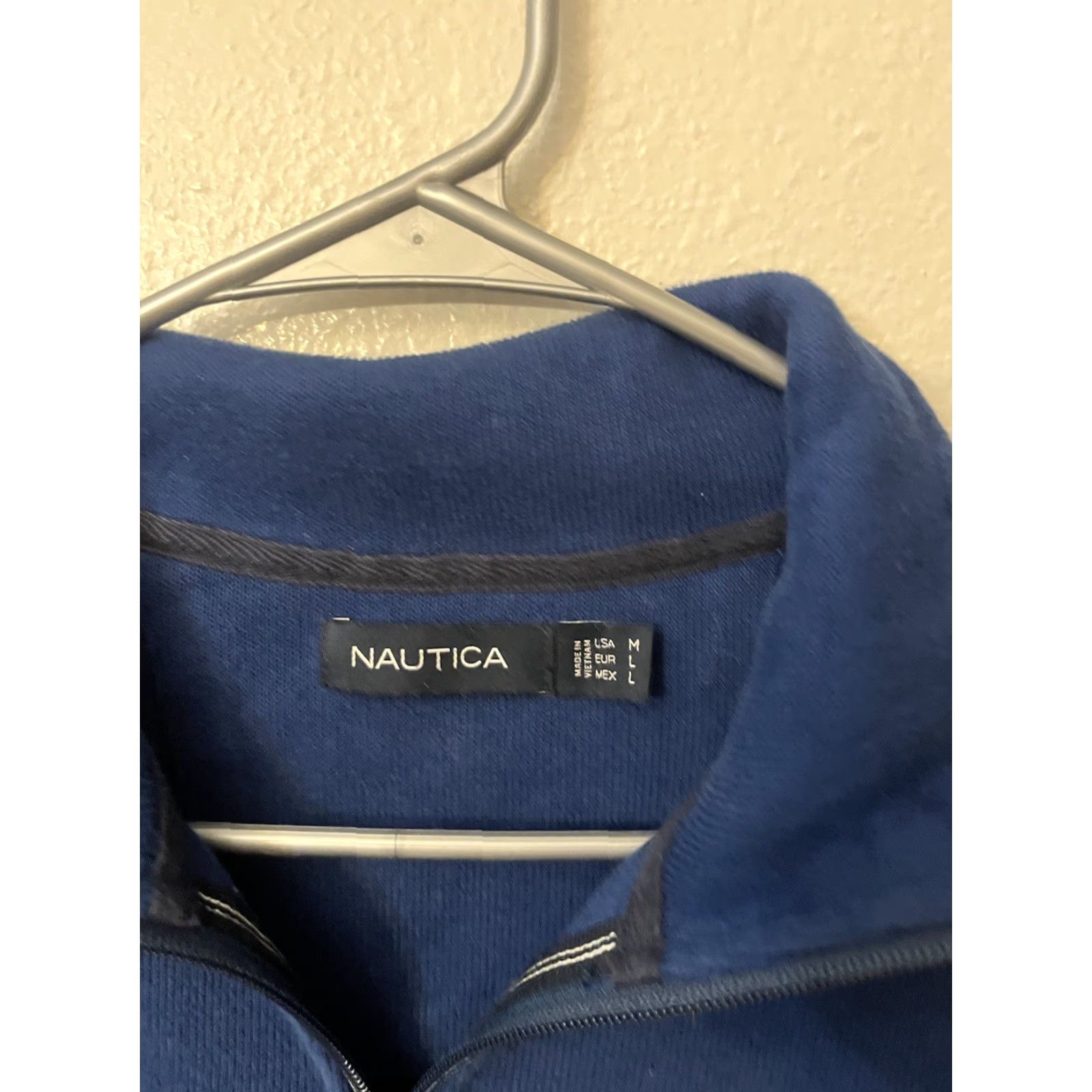 Nautica Nautica Sweater Adult M Blue Solid 1/4 Zip Pullover Mens Cotton Blend Size US M / EU 48-50 / 2 - 3 Thumbnail