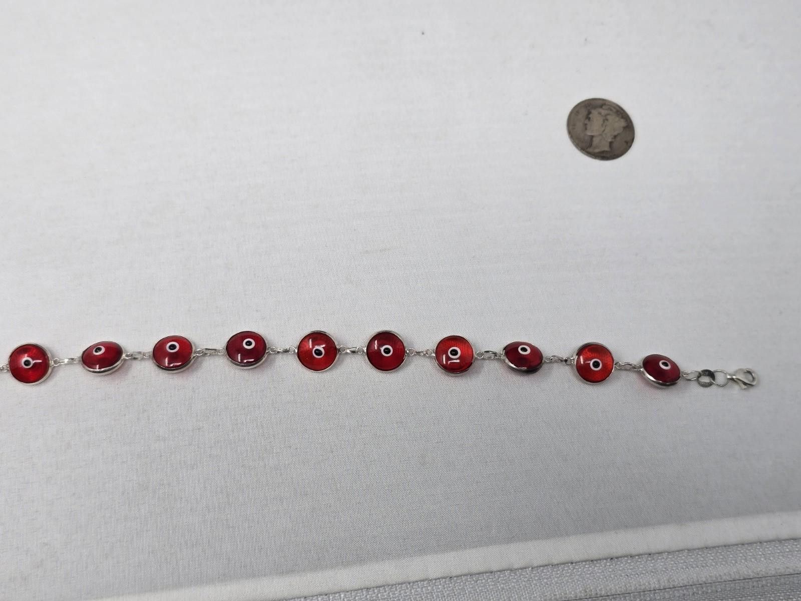 Other Sterling Silver Red Evil Eye Glass Bead Bracelet Size ONE SIZE - 2 Thumbnail