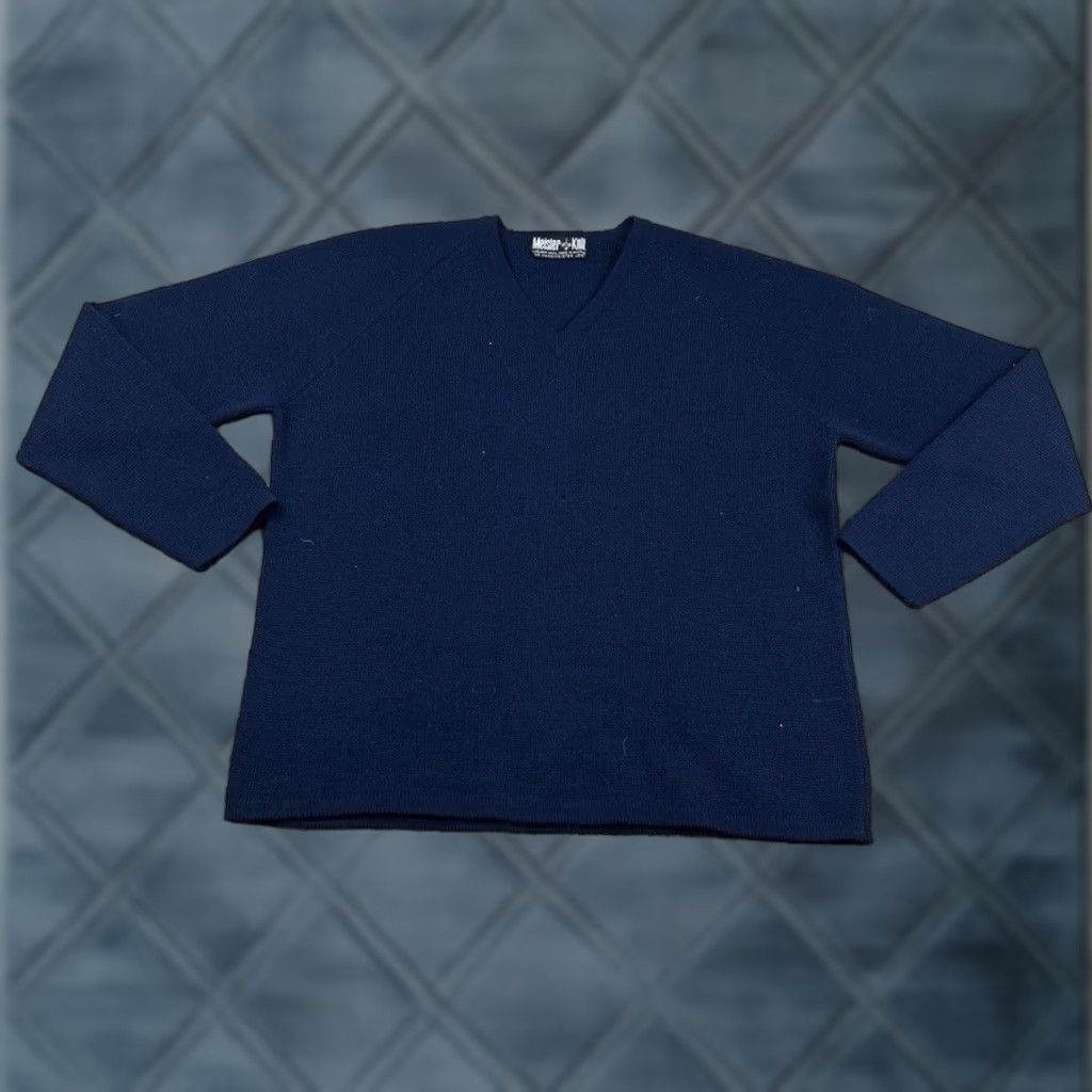 Vintage VINTAGE MEISTER Sweater Womens Large Wool Blue V-Neck Long Sleeve Pullover Knit 100% Wool Classic Preppy Snowfall Fall Winter Negl? Size L / US 10 / IT 46 - 1 Thumbnail