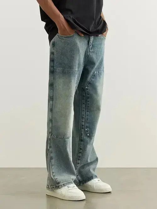Jean fade distressed double knee carpenter pants Size US 28 / EU 44 - 1 Thumbnail