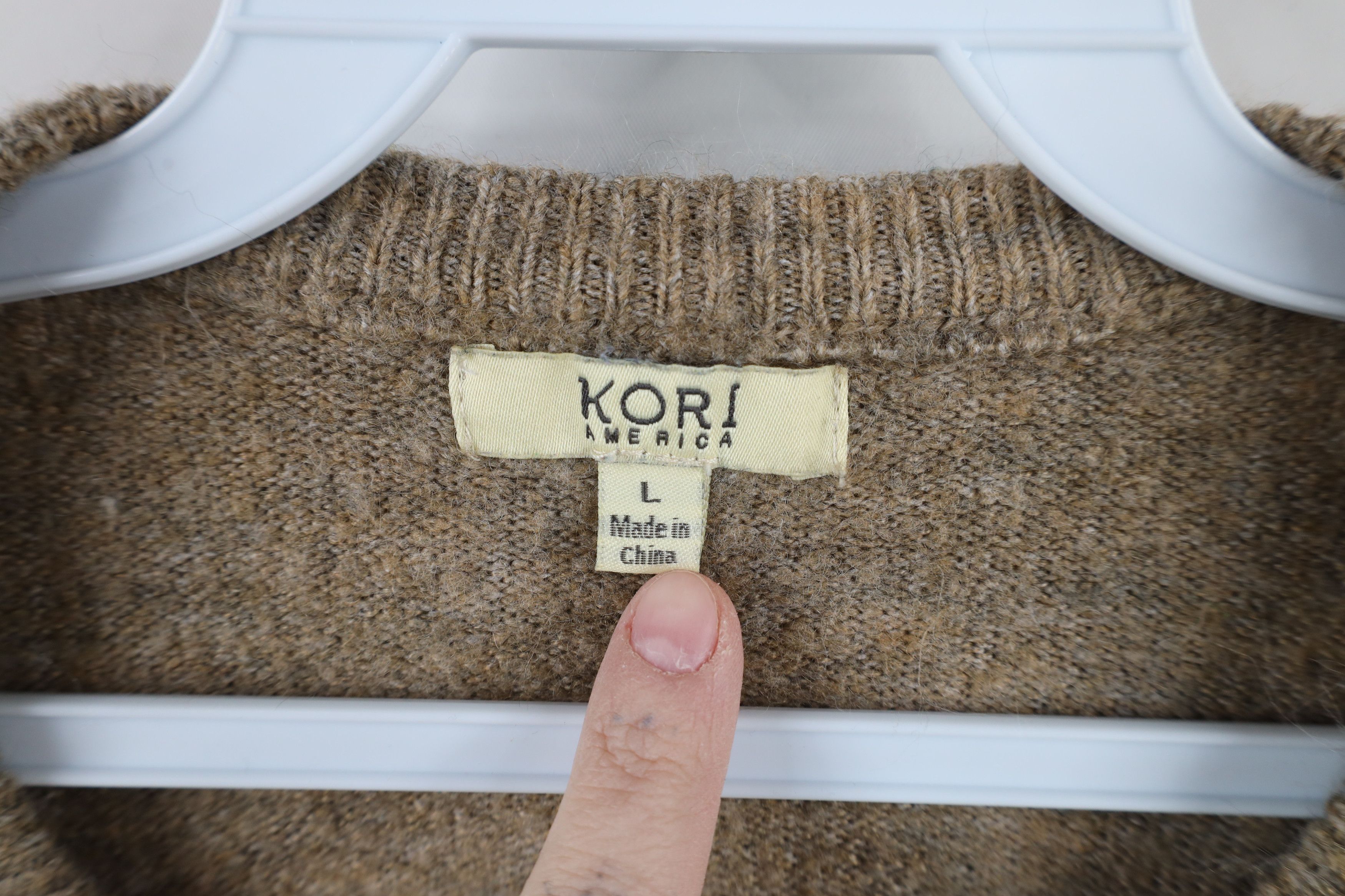 Vintage Vintage 90s Streetwear Knit Crewneck Sweater Oatmeal Brown Size US L / EU 52-54 / 3 - 5 Thumbnail