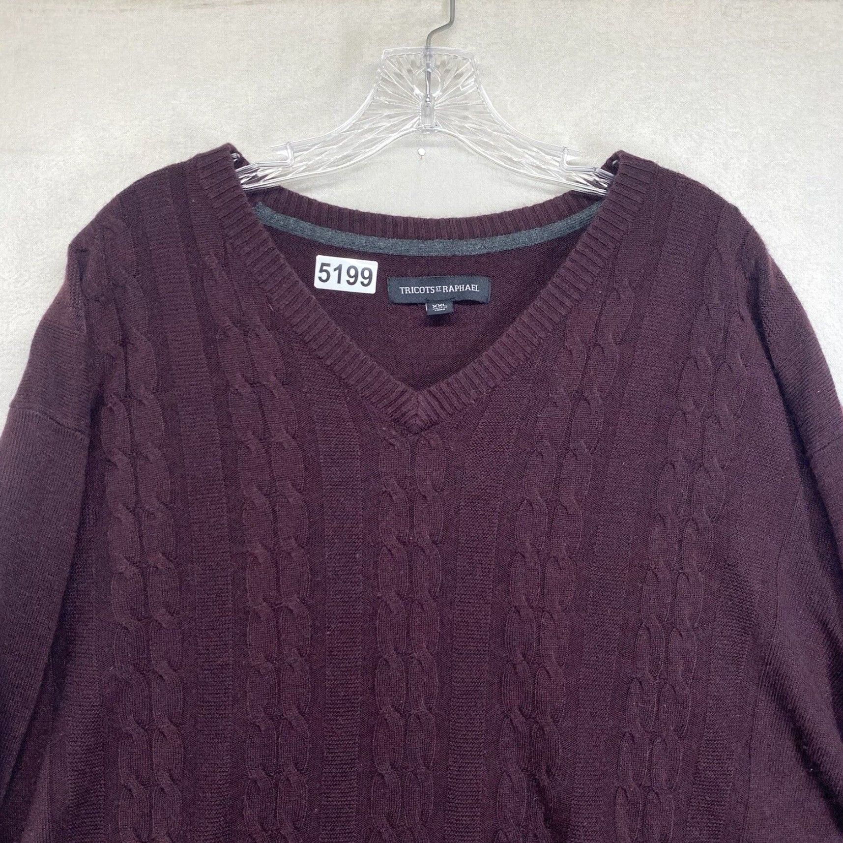 Vintage VINTAGE Tricots St. Raphael Men’s Sweater Cable Knit V-Neck Pullover Size 2XL Fall Winter Maroon Size US XXL / EU 58 / 5 - 3 Thumbnail