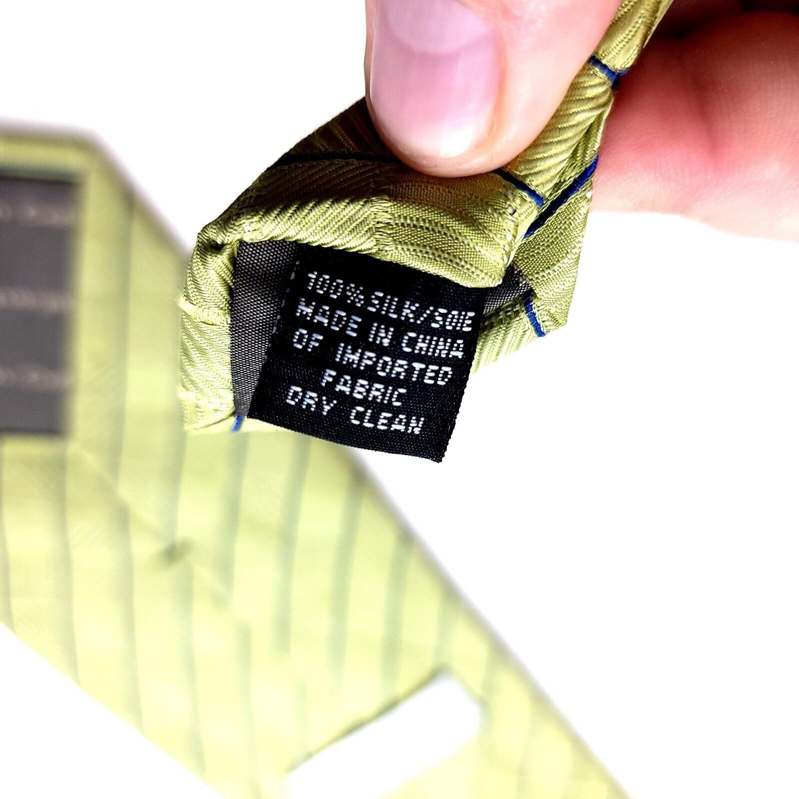 Calvin Klein Calvin Klein Lime Green Blue Woven Plaid Wide Silk Tie Size ONE SIZE - 4 Thumbnail