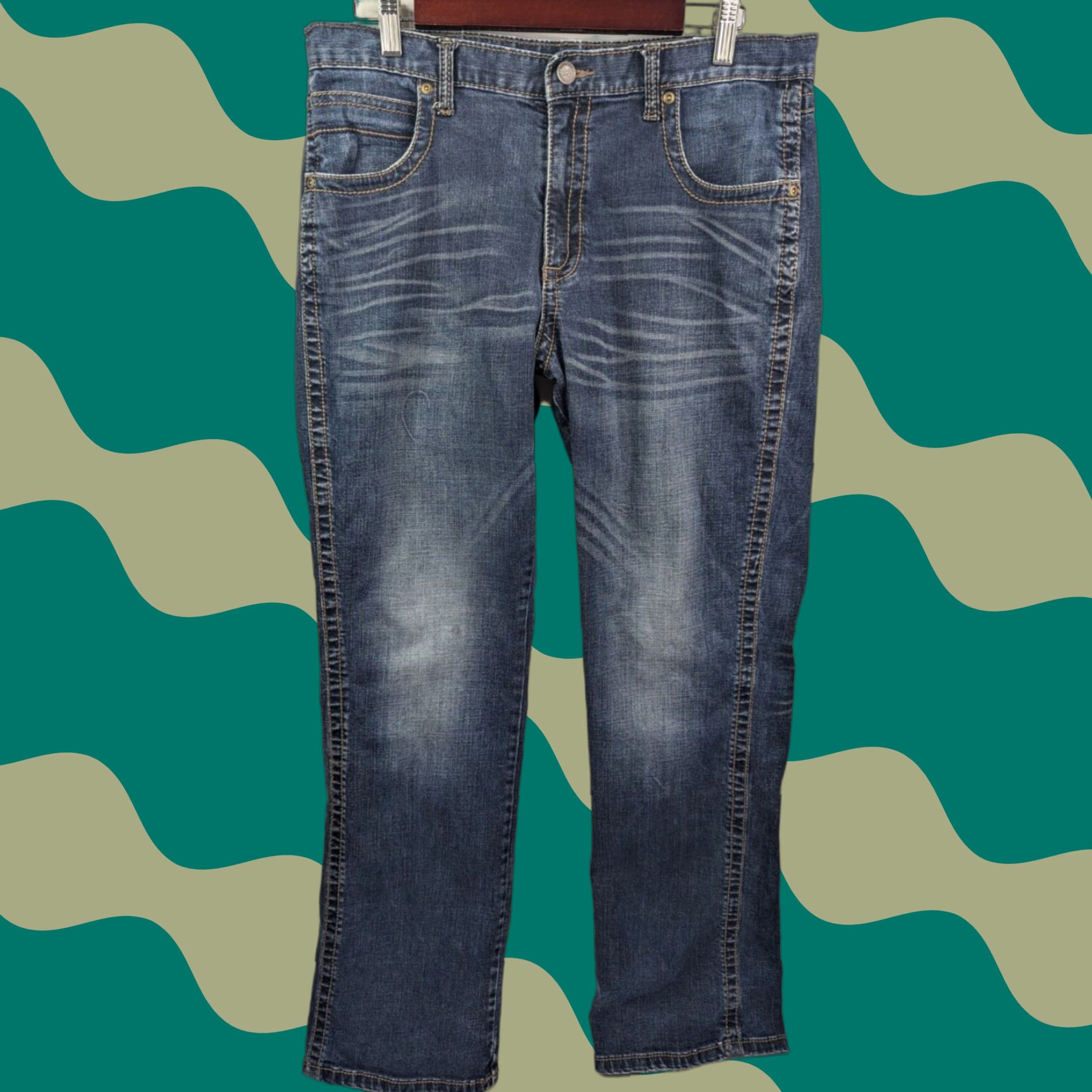 Wrangler Wrangler Jeans Boot Cut Denim Blue Men's 34x34 Workwear Western WLT20WS Size US 34 / EU 50 - 1 Thumbnail