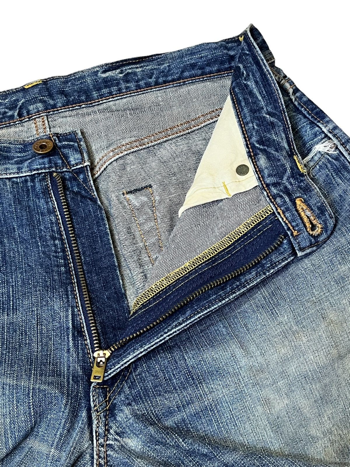 Edwin RIP🔥VINTAGE EDWIN 505-Z BUTTON FLY DISTRESSED SELVEDGE DENIM Size US 32 / EU 48 - 12 Thumbnail