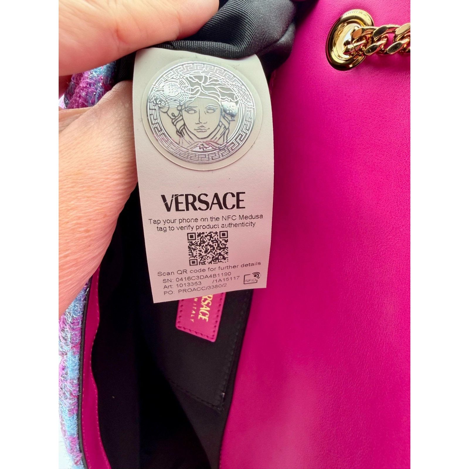 Versace VERSACE Women Wool Jacquard Gold Medusa Quilted Shoulder Bag Size ONE SIZE - 13 Thumbnail