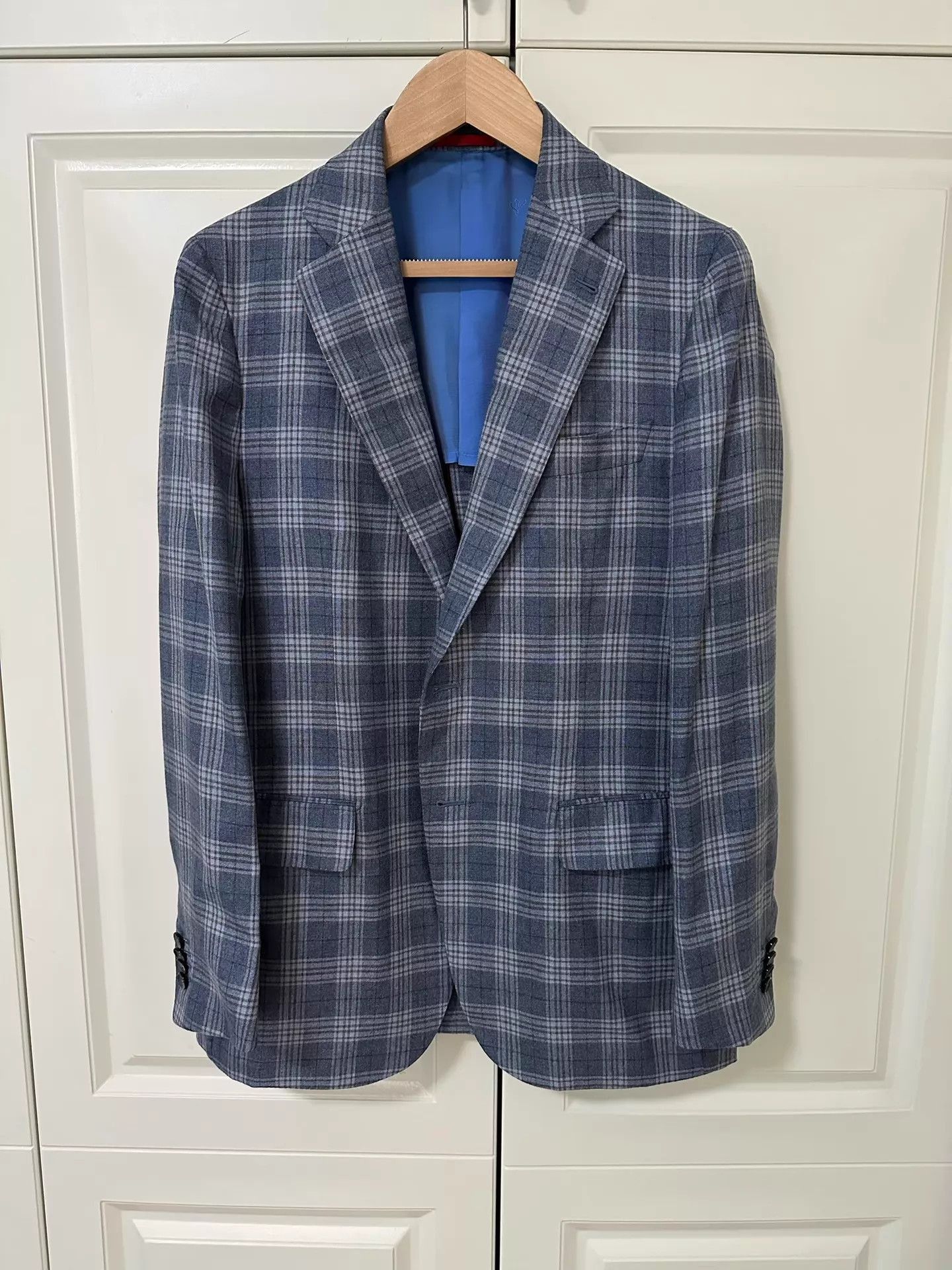 Isaia Blue Plaid Light Jacket - Size L Size US L / EU 52-54 / 3 - 1 Thumbnail