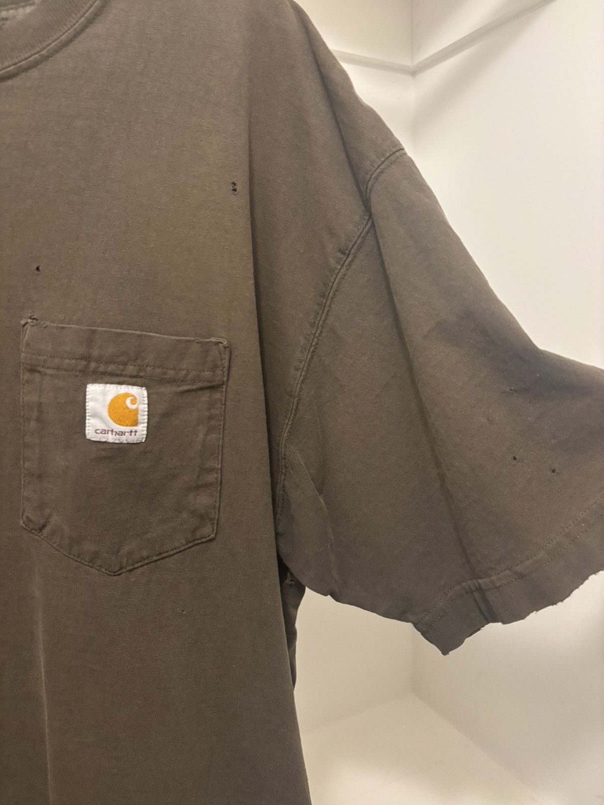 Carhartt × Vintage Carhartt Distressed Brown Logo Pocket Tee Size US XL / EU 56 / 4 - 2 Thumbnail