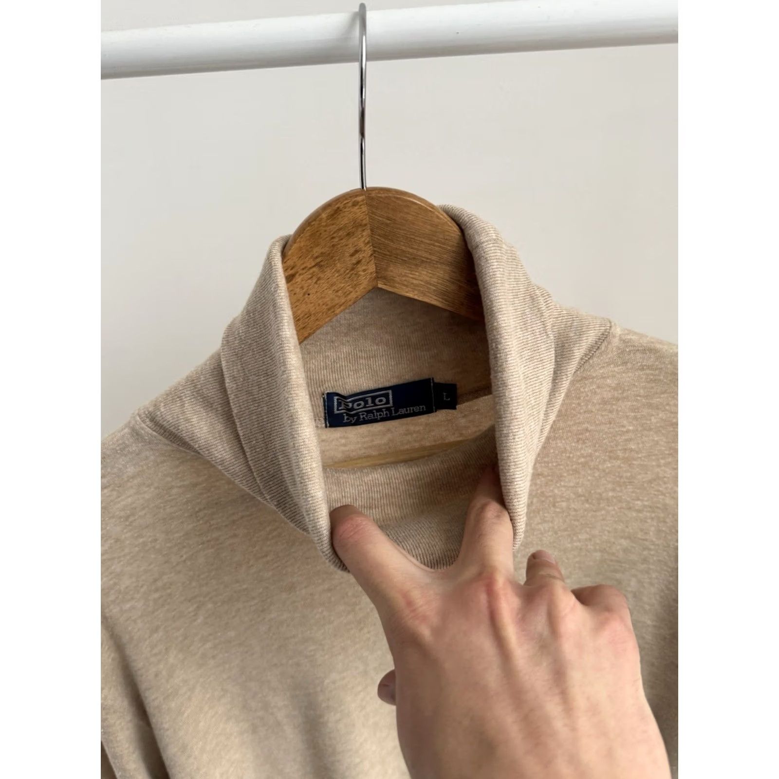 Polo Ralph Lauren VINTAGE Polo Ralph Lauren Mens Turtleneck Top Sweater Beige L Old Money Classic Preppy City USA 90s Stitch? Size US L / EU 52-54 / 3 - 7 Thumbnail