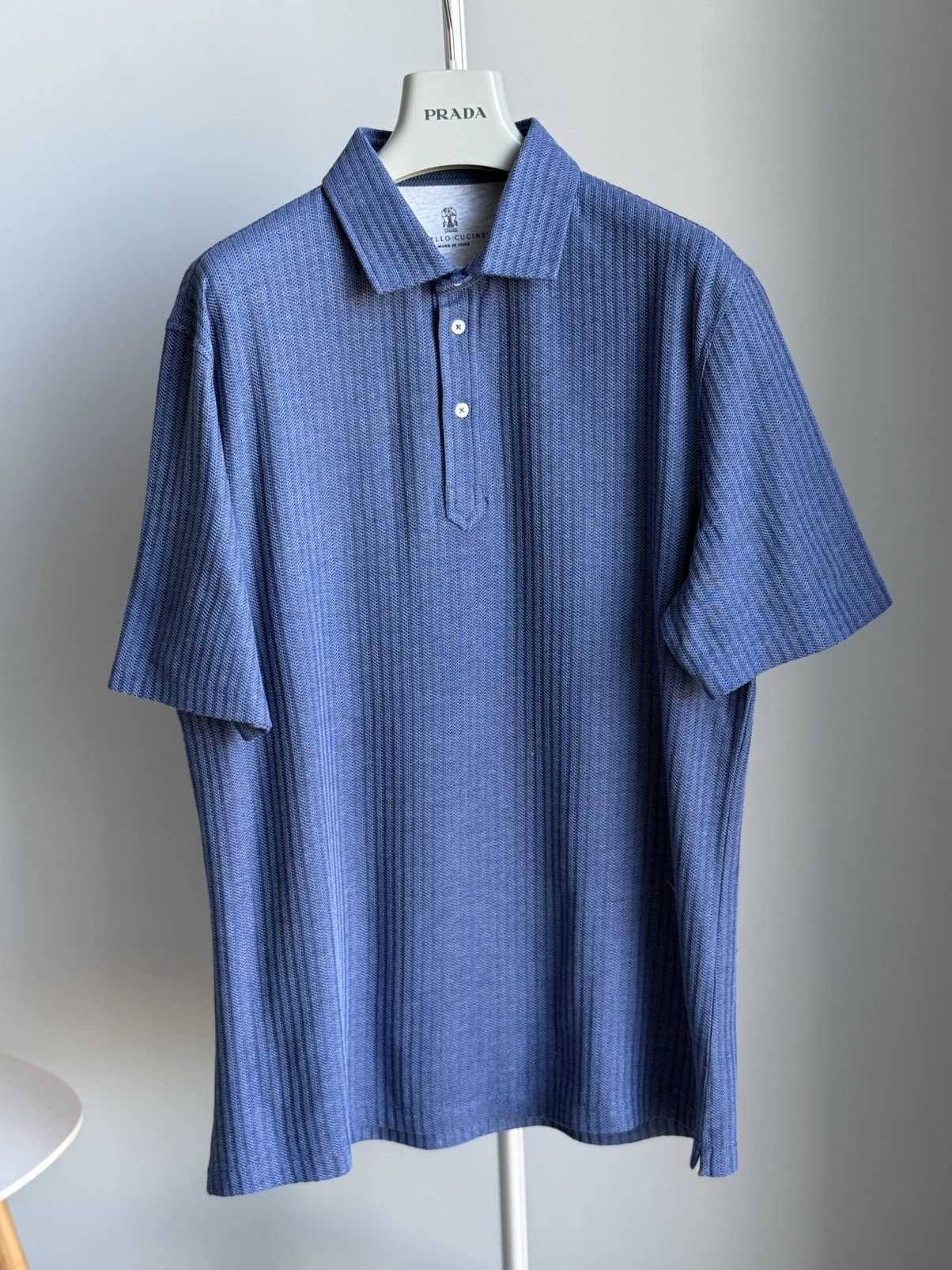 Brunello Cucinelli Brunello Cucinelli Blue Polo Tee Mens Silk / Cotton Size L Size US L / EU 52-54 / 3 - 11 Thumbnail