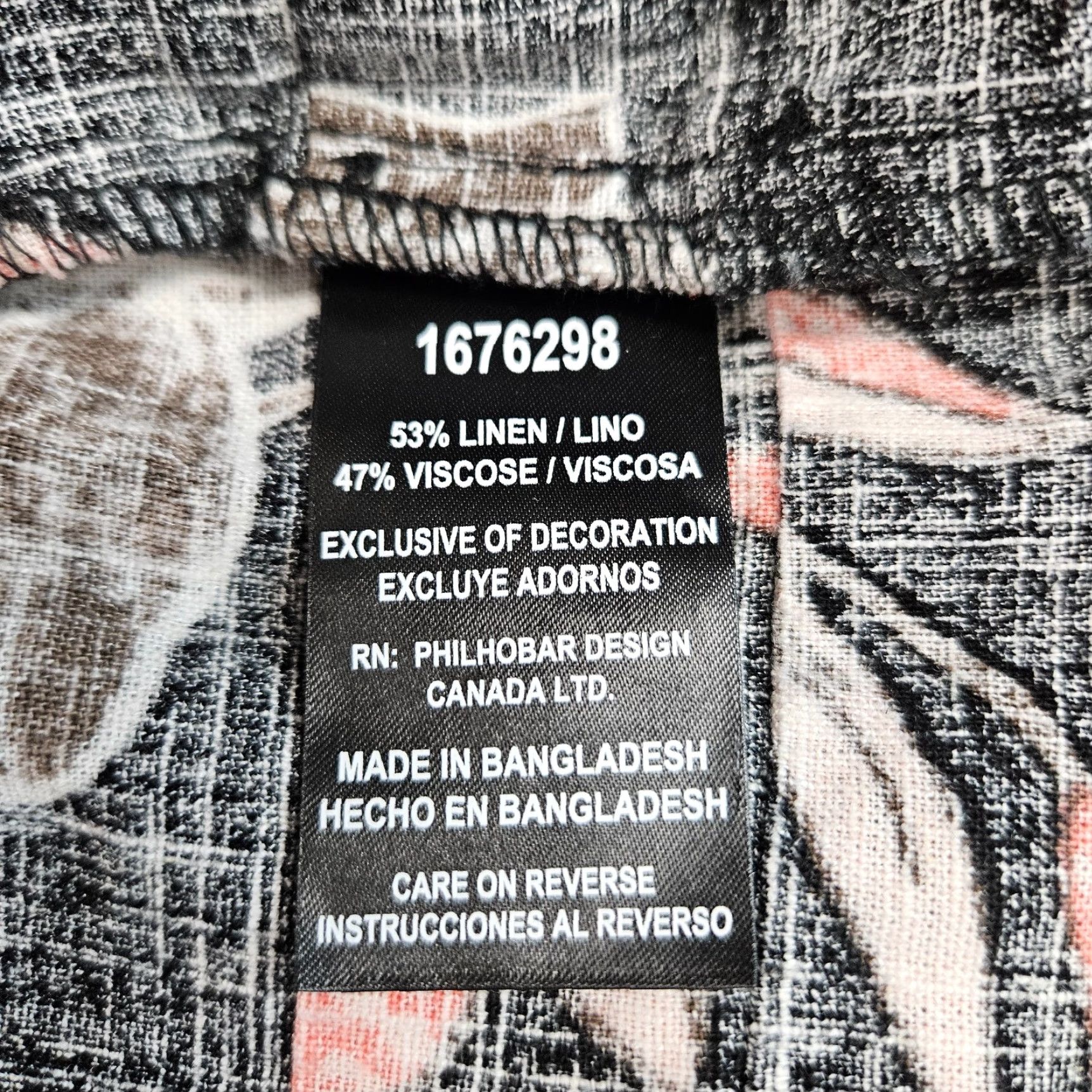 Nicole Miller Nicole Miller Womens Dress L Black Floral Short Sleeve Linen Blend Size 36" / US 14 / IT 50 - 5 Thumbnail