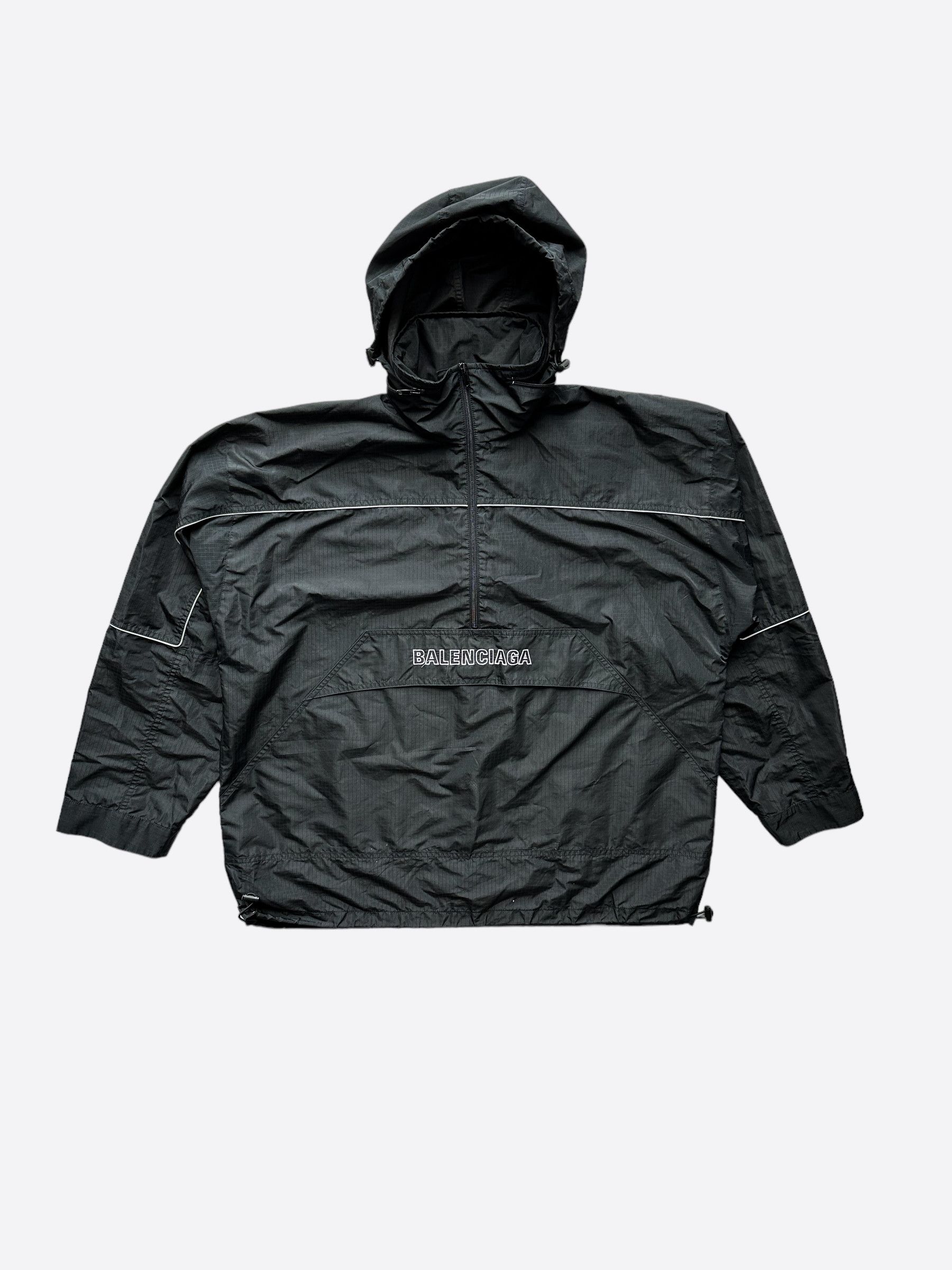 Balenciaga Balenciaga Black Logo Hooded Windbreaker Grailed
