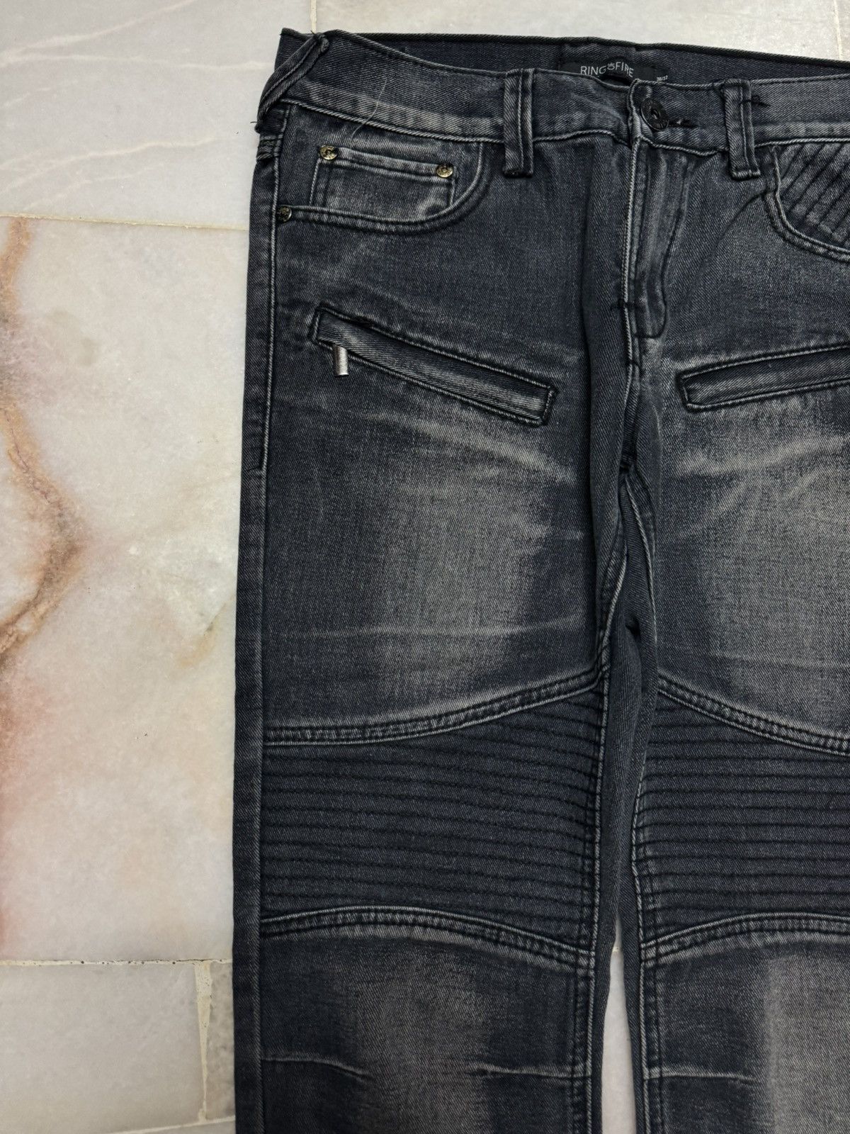 Japanese Brand 💥SLIM STRAIGHT BALMAIN INSPIRED BIKER DENIM JEAN BY JAPANESE Size US 31 - 4 Thumbnail