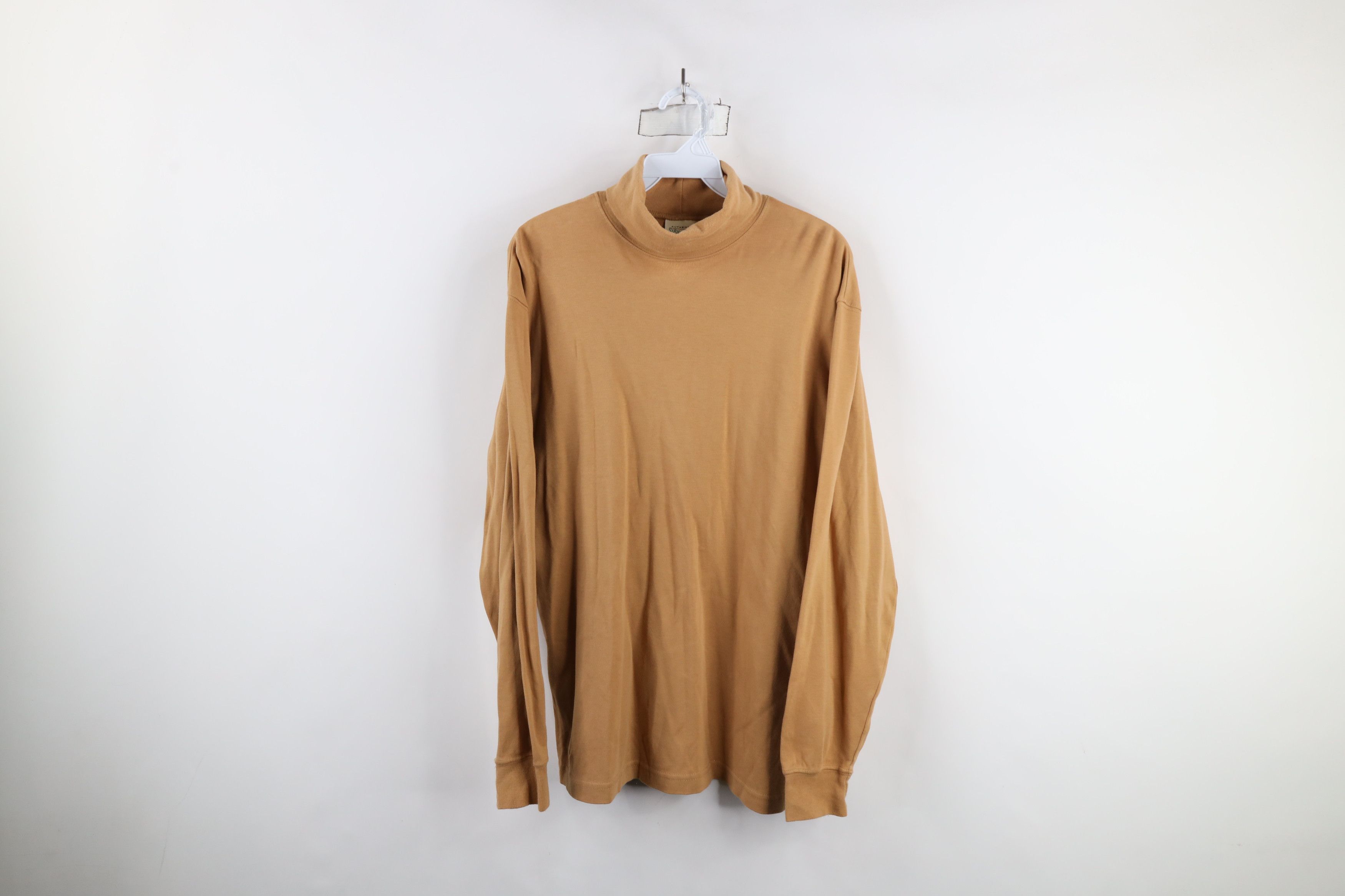Vintage Vintage 90s Streetwear Blank Turtleneck T-Shirt Wheat Brown Size US M / EU 48-50 / 2 - 1 Thumbnail