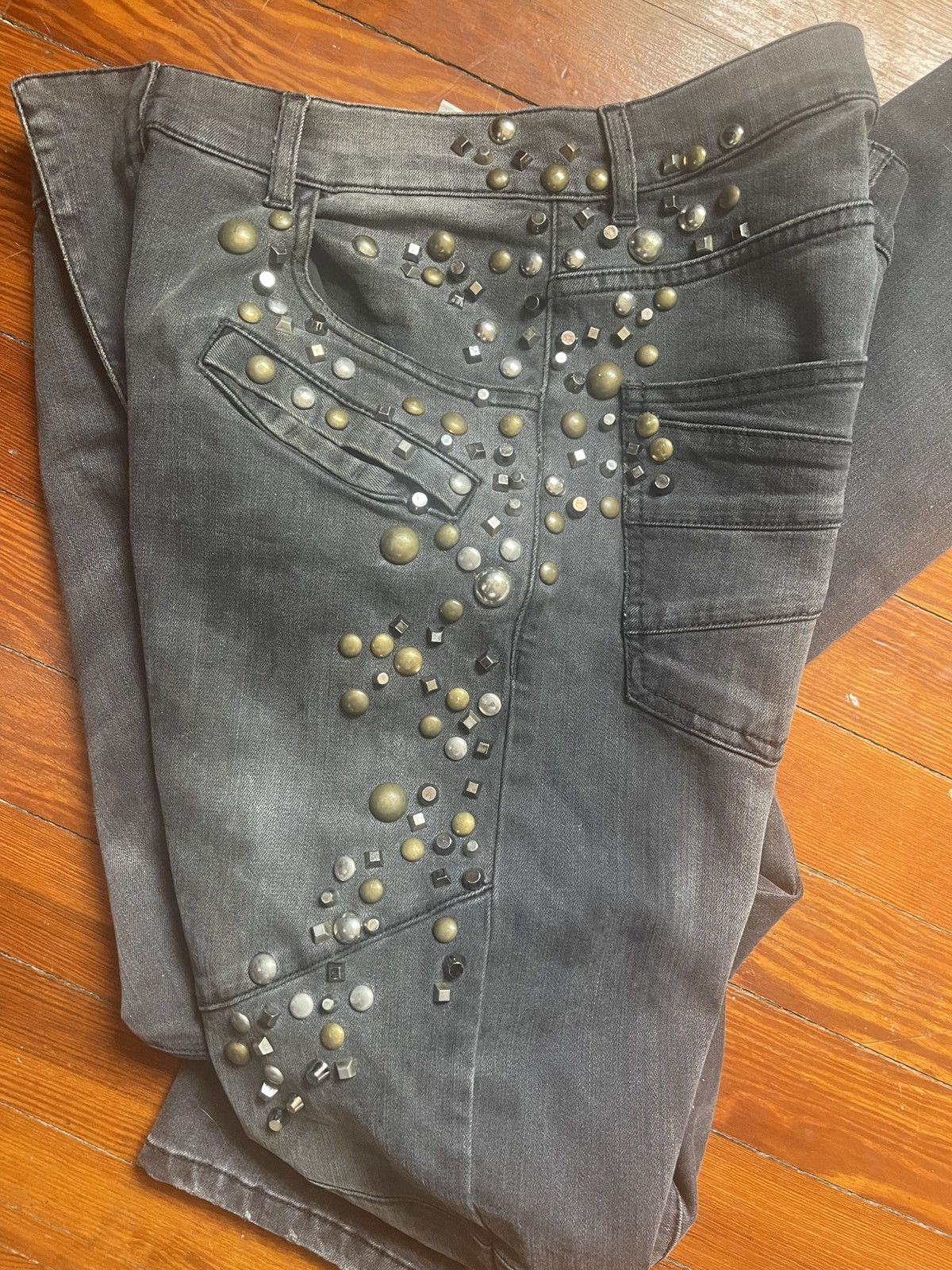 Balmain BALMAIN STUDDED BIKER JEANS FW 2017/18 Size US 33 - 3 Thumbnail