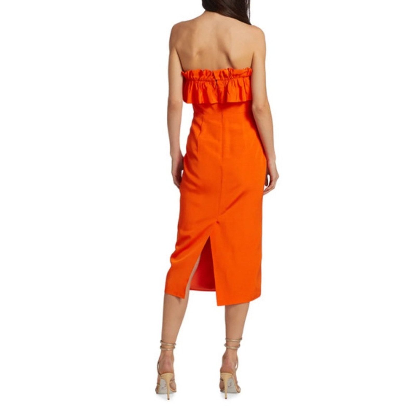 Monique Lhuillier ML MONIQUE LHULLIER Ruffled Faille Strapless Midi Dress 2 Size XS / US 0-2 / IT 36-38 - 2 Thumbnail