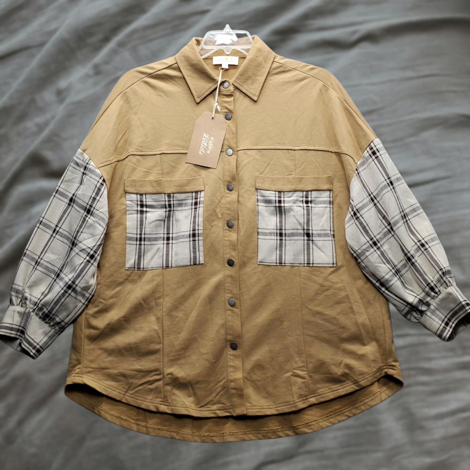 Vintage Listicle Shacket Womens Large Multi Collared Snap Front Oversized Fit Size L / US 10 / IT 46 - 1 Thumbnail