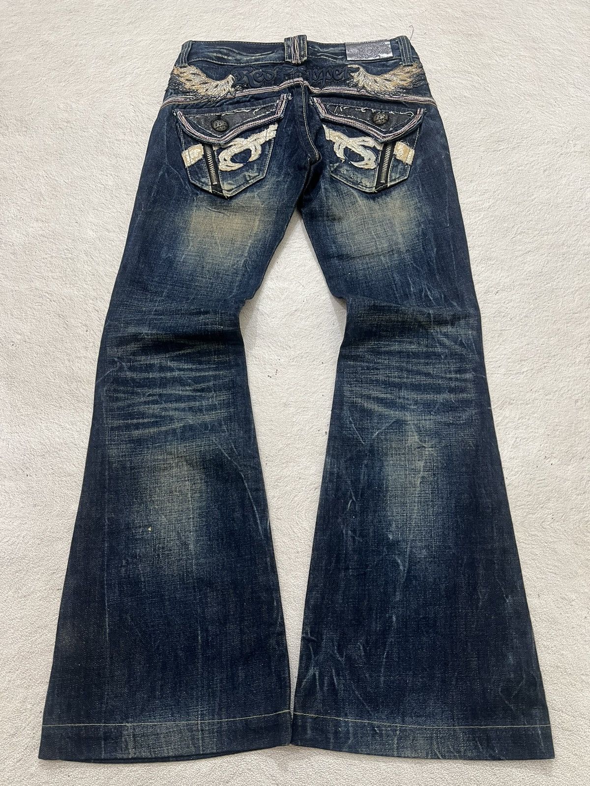 If Six Was Nine 2000s Red Pepper Vkei Embroidery Flare Mudwash Jeans y2k Lgb Size US 27 - 1 Thumbnail