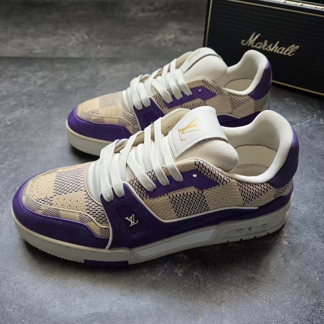 Louis Vuitton louis vuitton lv trainer purple checkered sneakers Size US 7.5 / EU 40-41 - 1 Thumbnail