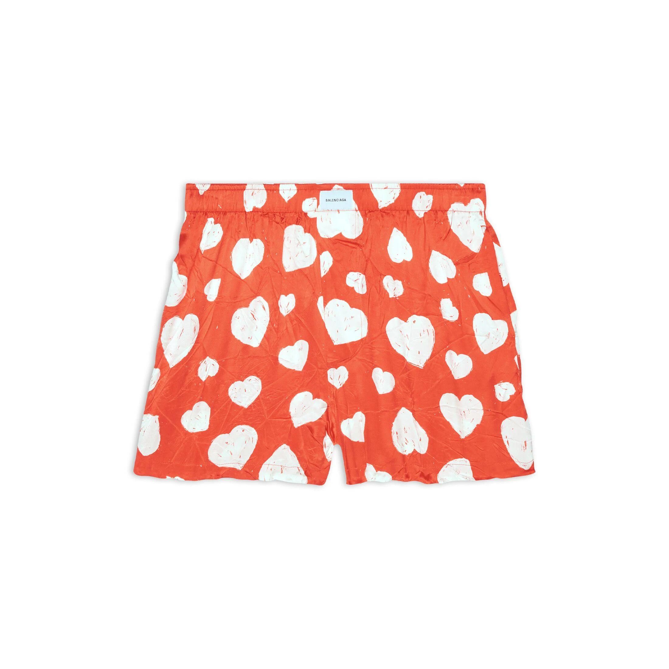 Balenciaga o1bcso1str1124 Qixi Hearts Pyjama Shorts Fit in Red/White Size 25" / US 0 / IT 36 - 1 Thumbnail