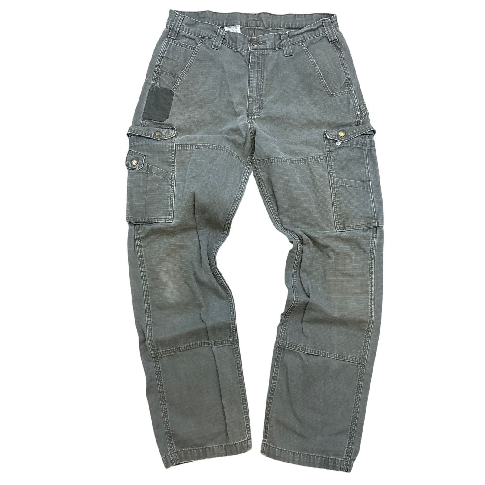 Y2K Carhartt B342 MOS Green Double Knee Ripstop pant 35x34