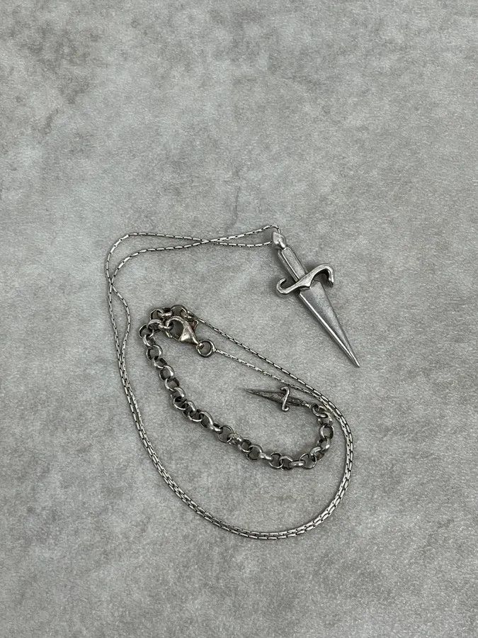 Vintage 2000s Cesare Paciotti Dagger Silver Necklace Size ONE SIZE - 3 Thumbnail