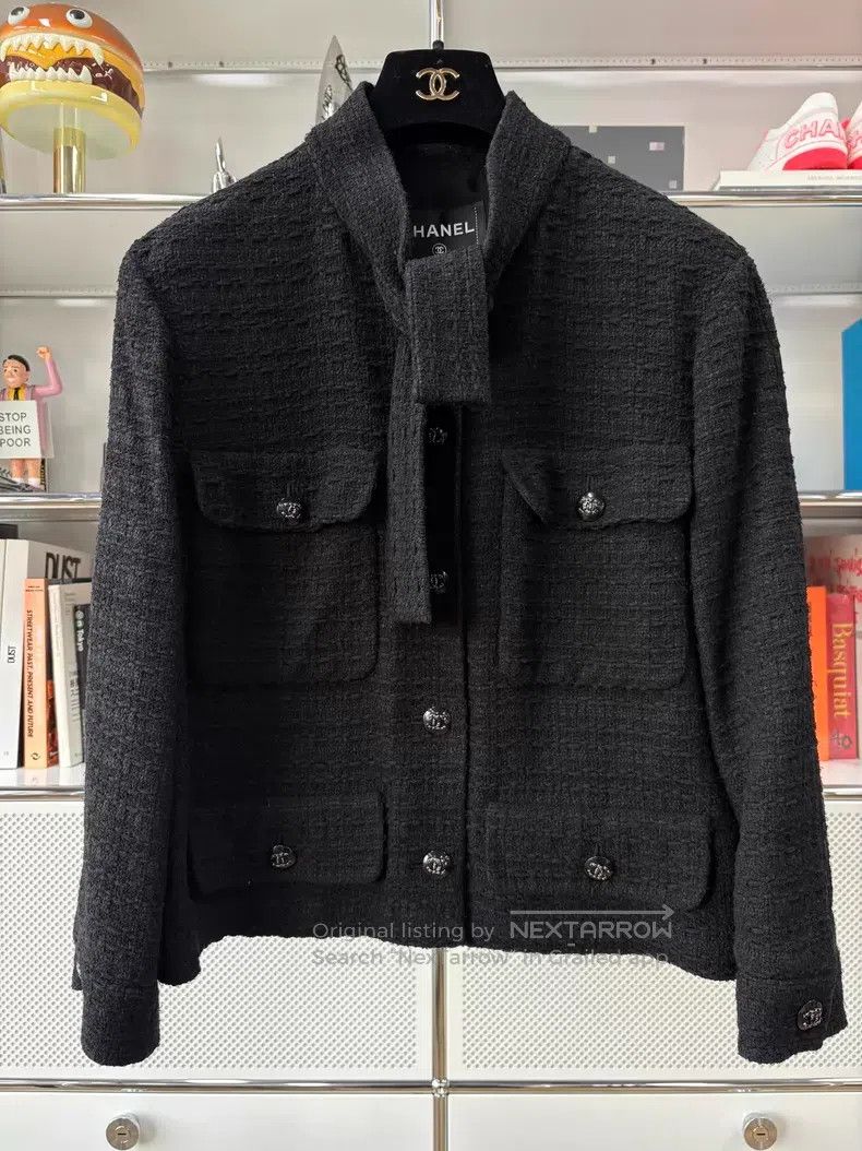 Chanel Chanel 21C black tweed tie four-pocket single-breasted jac Size M / US 6-8 / IT 42-44 - 1 Thumbnail
