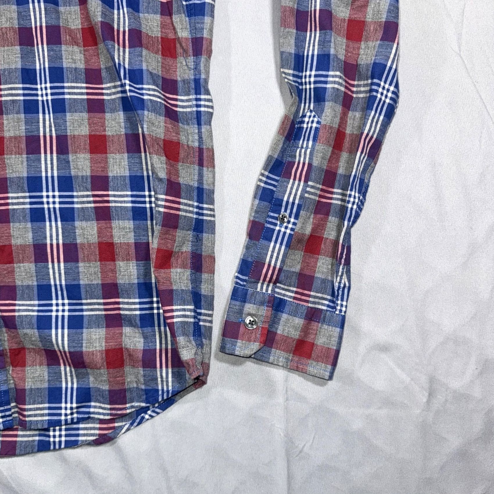 Vince Vince Shirt Mens Small Blue Red Plaid 100% Cotton Button-Down Long Sleeve Casual Size US S / EU 44-46 / 1 - 6 Thumbnail