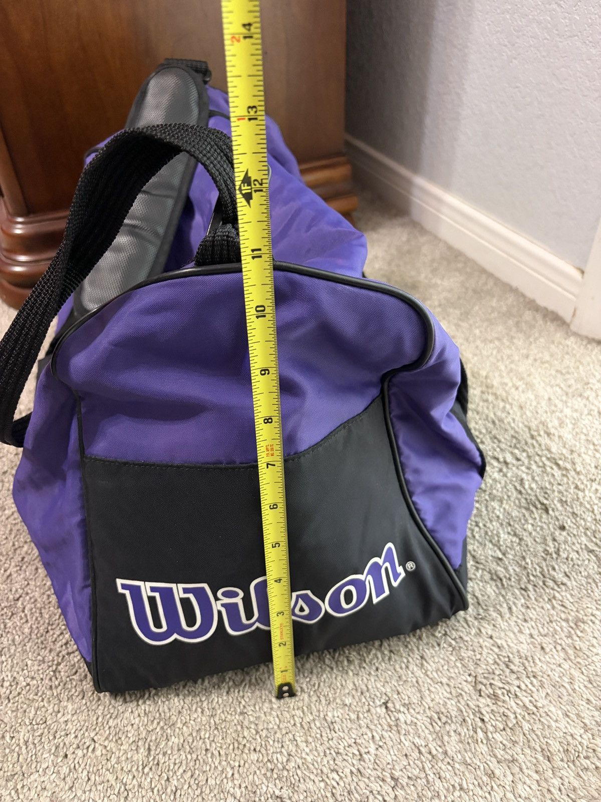 Wilson Vintage 90s Wilsons Nylon Duffle Strap Gym Bag Purple Black Size ONE SIZE - 13 Thumbnail