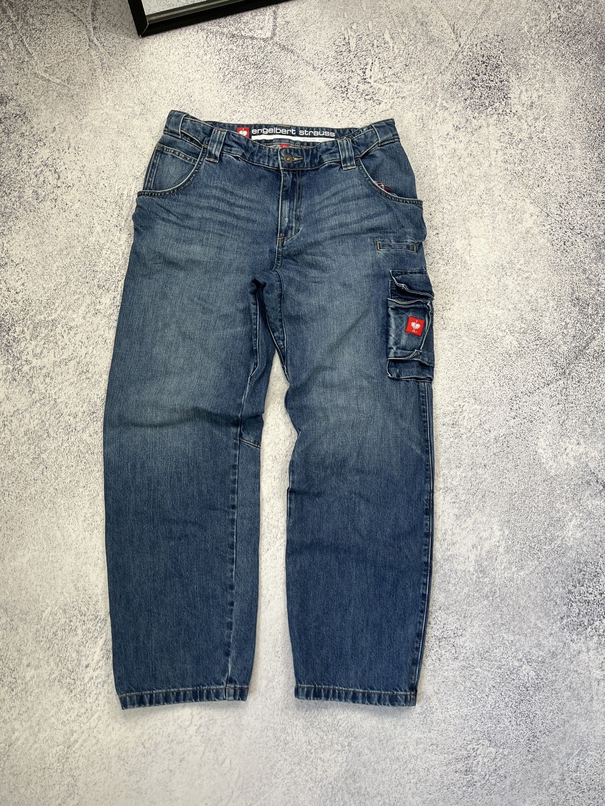 Stewart & Strauss Vintage Engelbert Strauss Workwear Denim Cargo Pants Rare Size US 36 / EU 52 - 1 Thumbnail