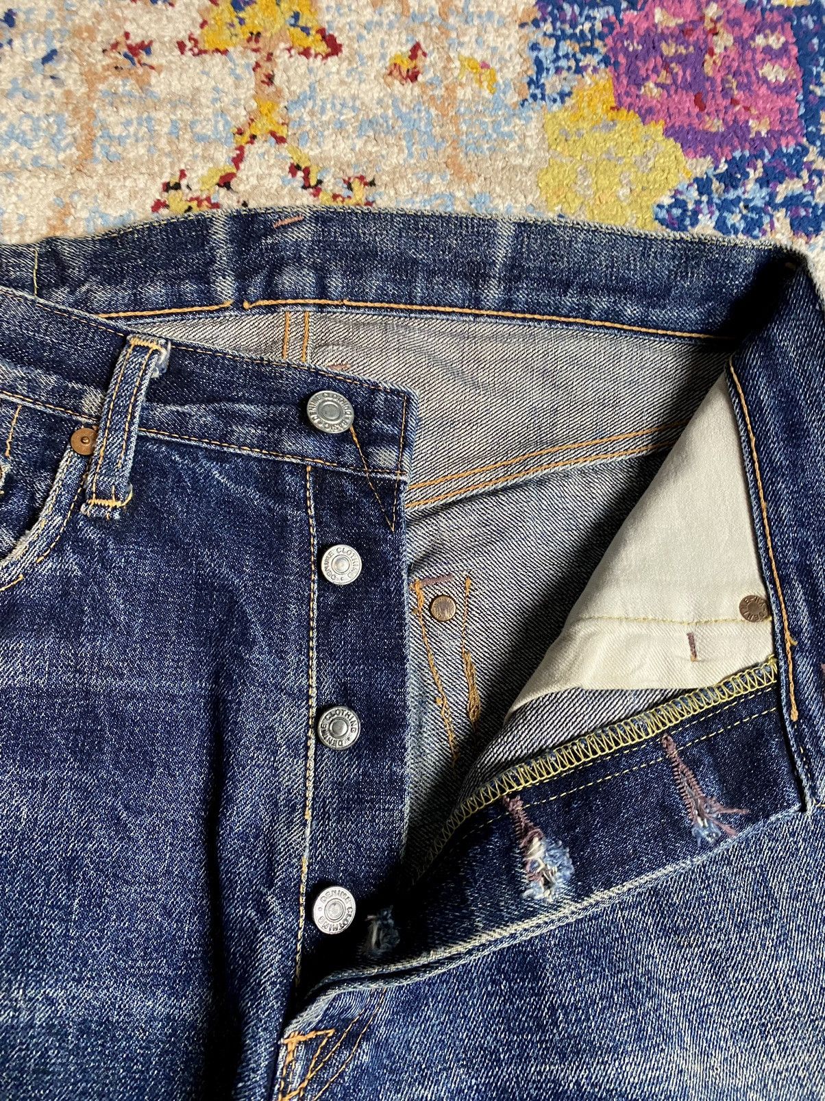 Denime × Vintage 90s Denime Orizzonti WWII 501 Style Hidden Rivette Jeans Size US 28 / EU 44 - 3 Thumbnail