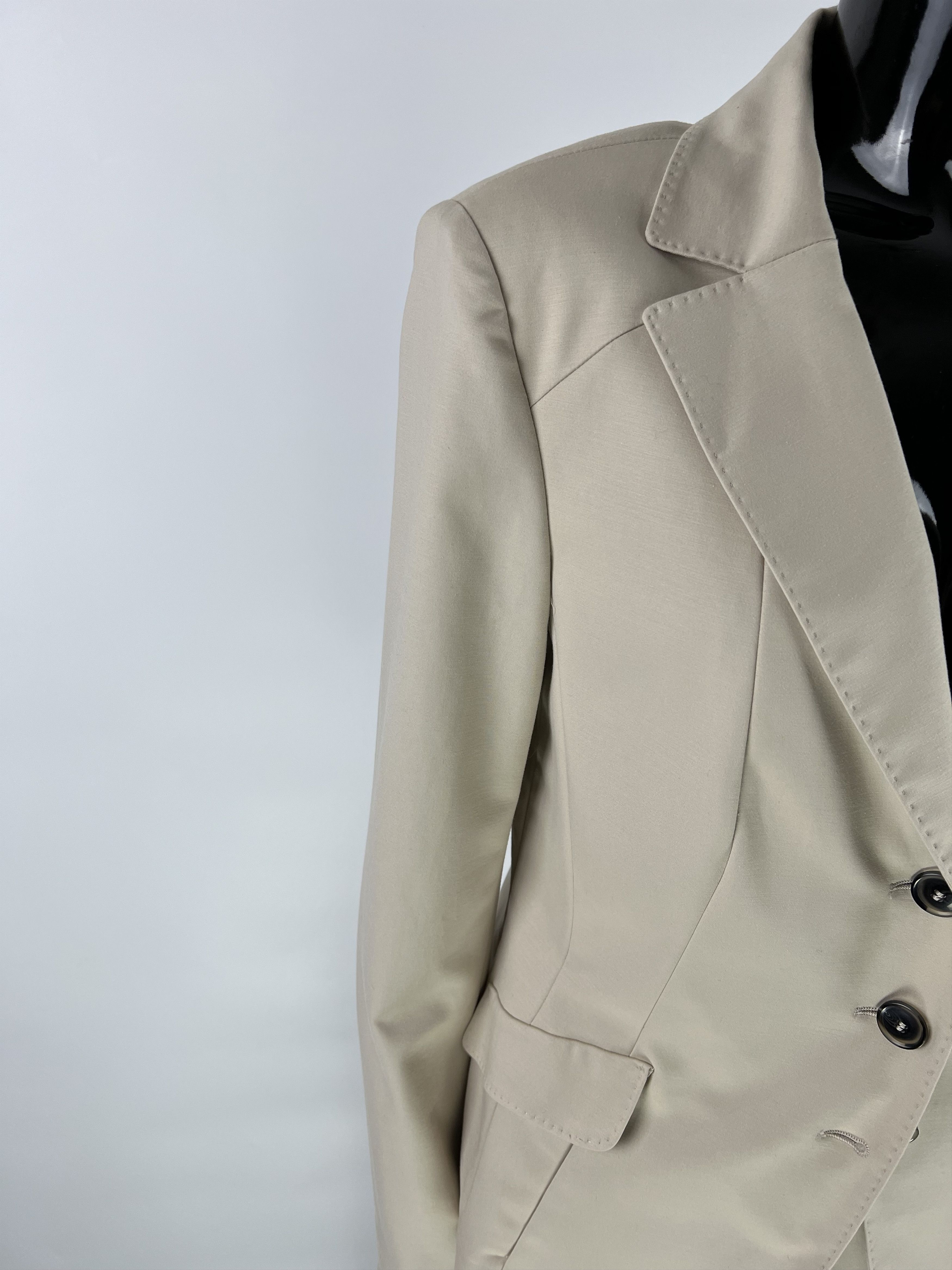 Designer Laurel Women's Beige Cotton Pant Suit Size US8 IT44 GB12 Size M / US 6-8 / IT 42-44 - 8 Thumbnail
