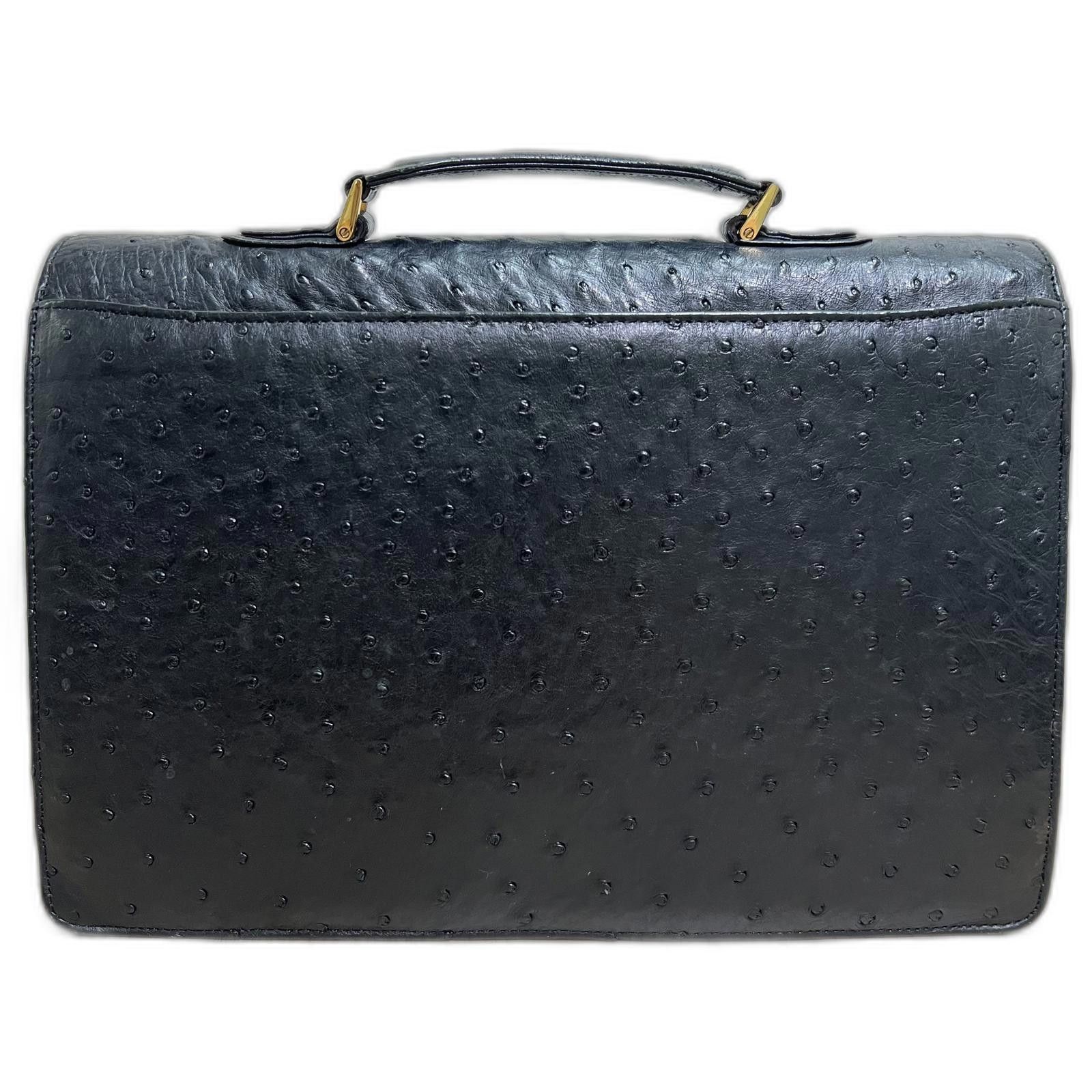 Designer Vintage Ostrich Skin Leather Briefcase Size ONE SIZE - 2 Thumbnail