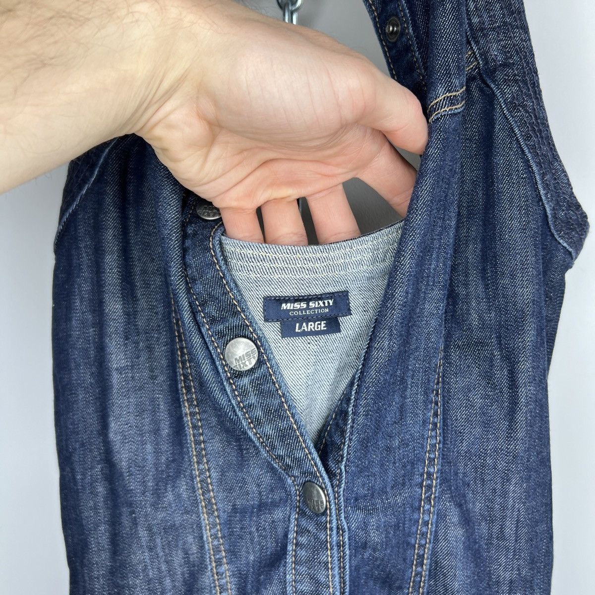 Miss Sixty × Vintage Denim Mini Dress Sundress M Killah Miss Sixty Size M / US 6-8 / IT 42-44 - 8 Thumbnail