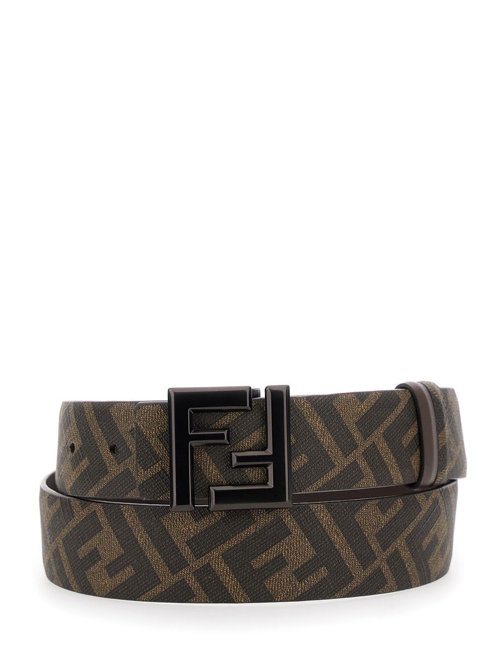 Fendi Belt with FF Metallica Logo Plate and Brown Leather Front for Men Size ONE SIZE - 1 Thumbnail
