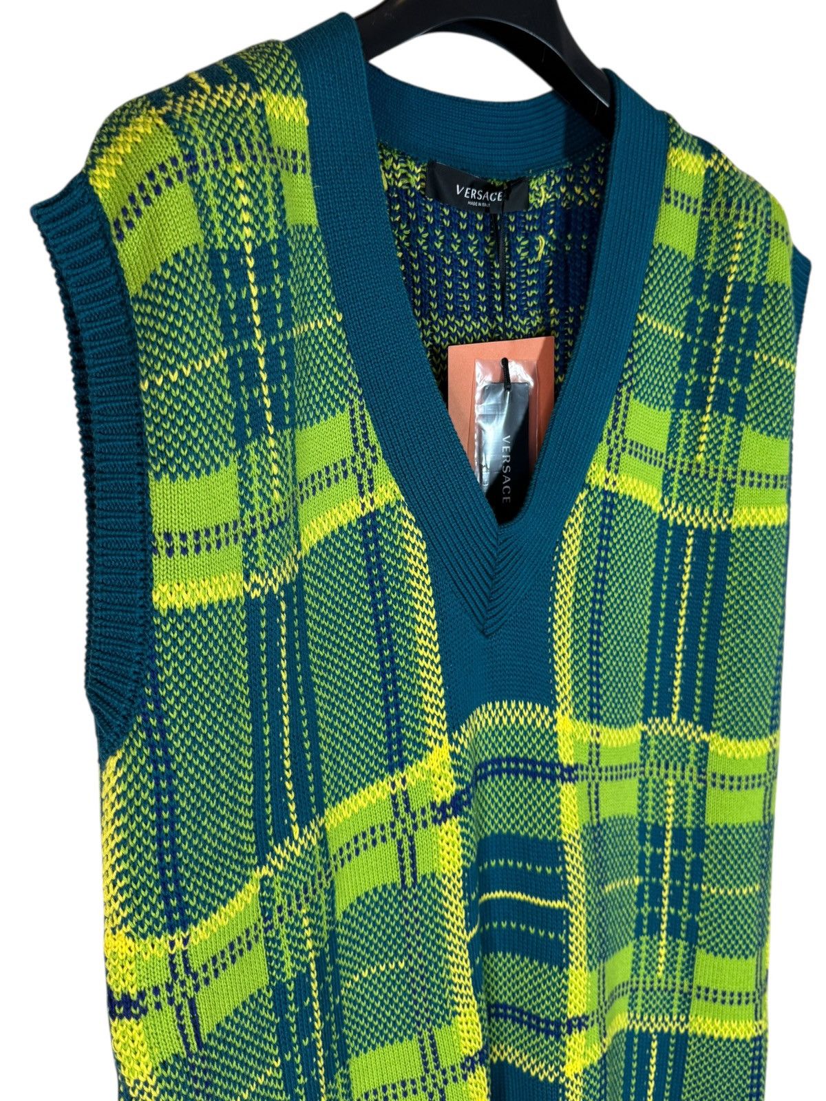 Versace Versace Green Blue Check Logo Vest Size US M / EU 48-50 / 2 - 3 Thumbnail