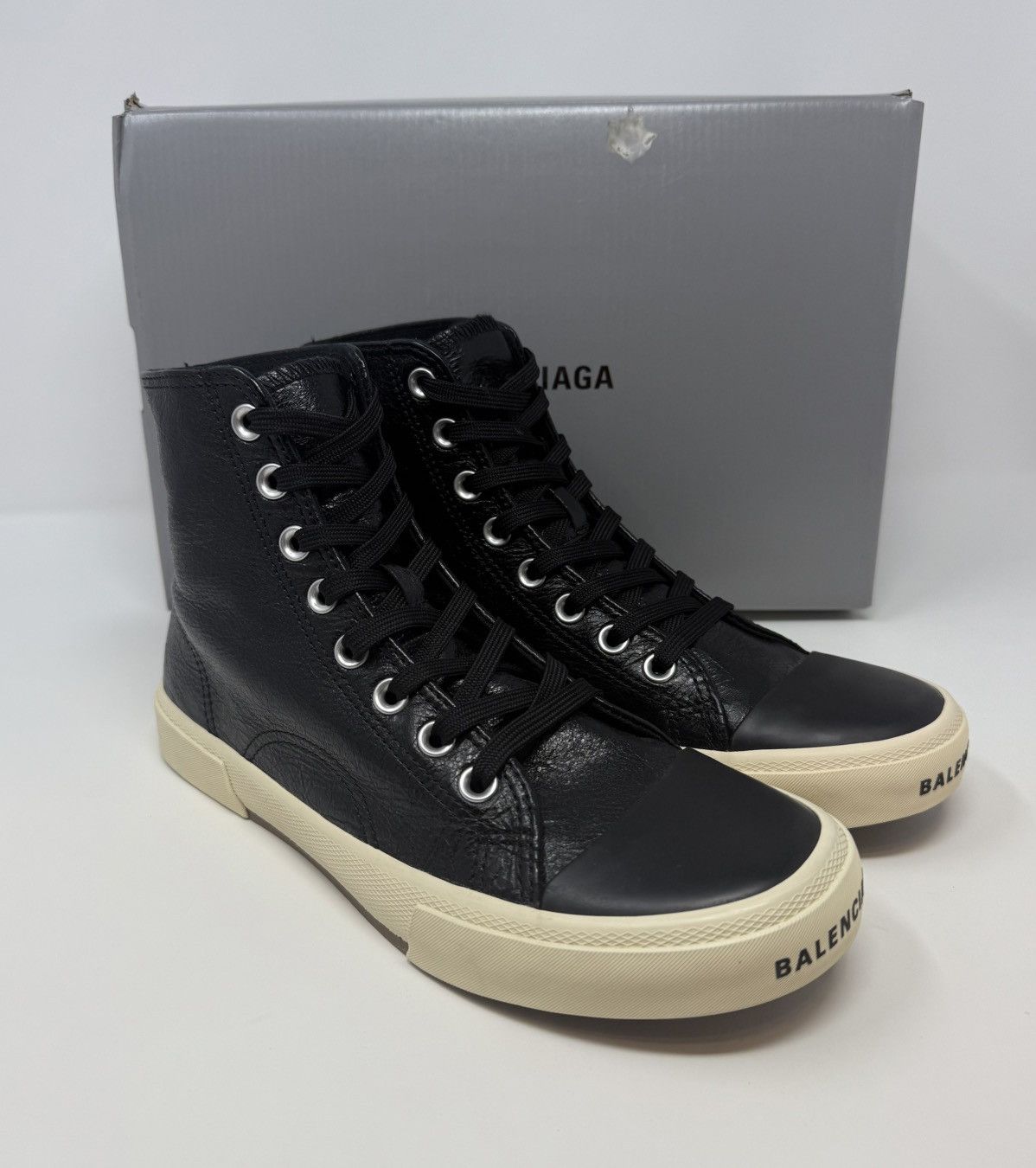 Balenciaga Balenciaga Paris High Top Sneaker Black Leather Size US 7 / EU 40 - 1 Thumbnail