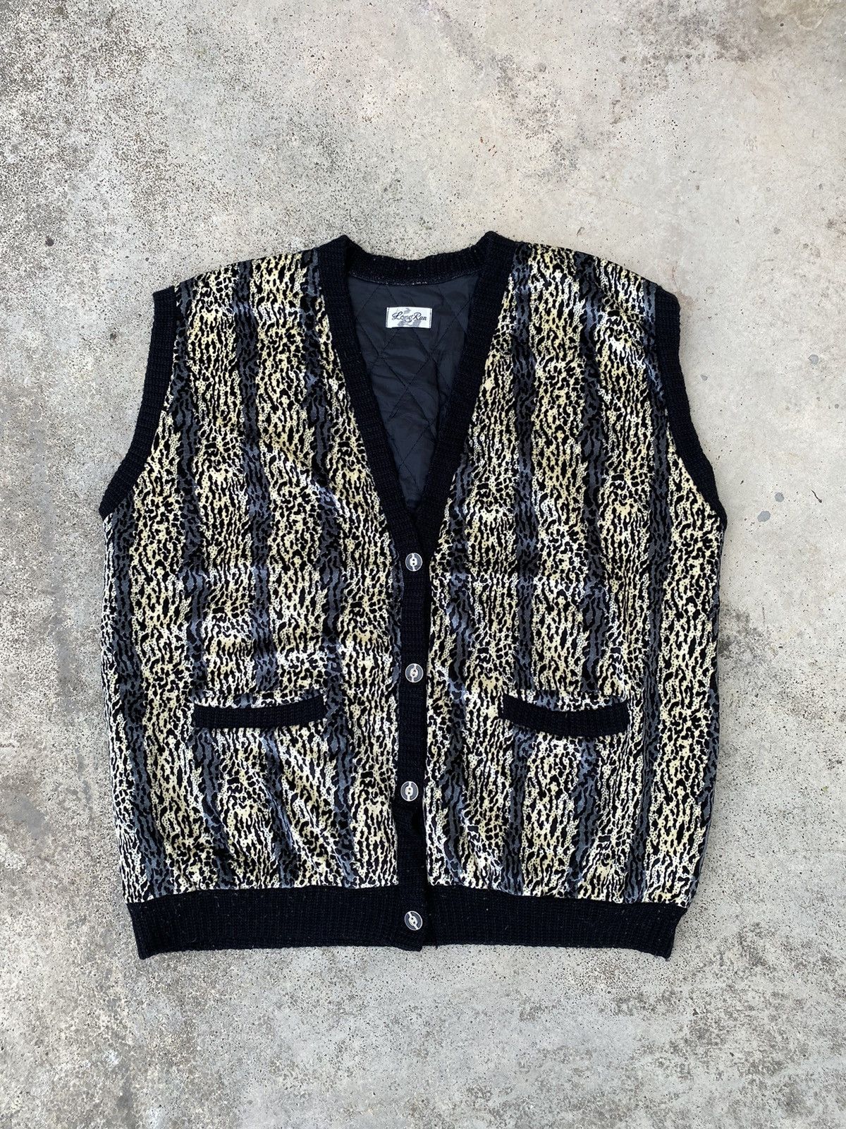 image of Art Vintage Leopard Print Silky Vest, Women's (Size Large)